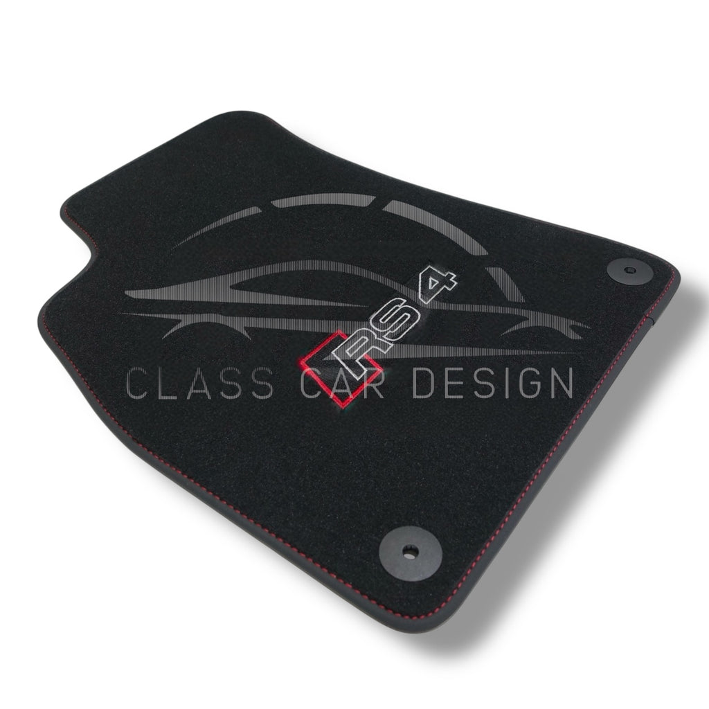 Audi RS 4 B8 5-Door Estate (2012-2015) Custom Fit Floor Mats Red Stitching - Complete Set Overview | Class Car Design