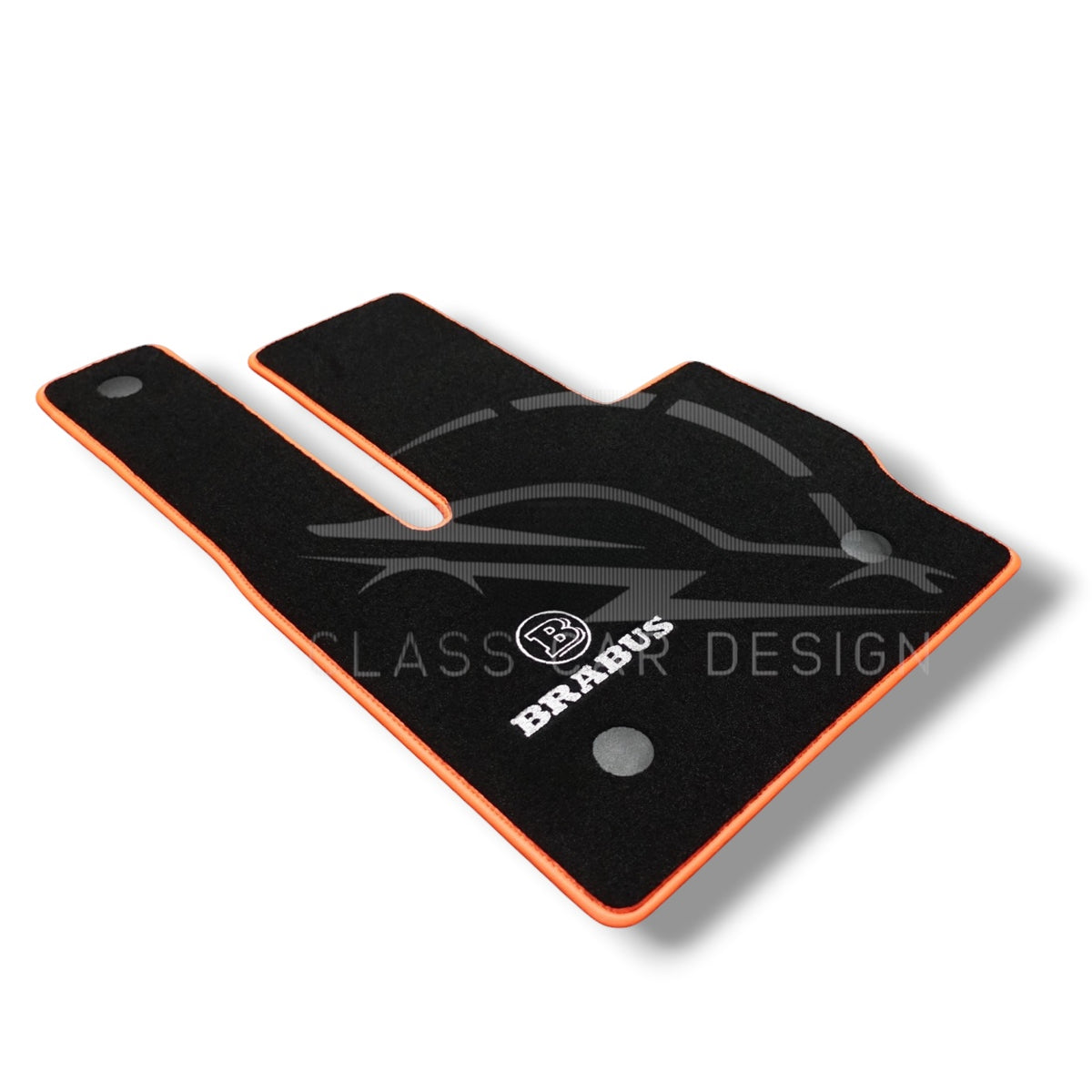 Mercedes-Benz SLC-Class Custom Fit Floor Mats Brabus Orange Edging - Complete Set Overview | Class Car Design
