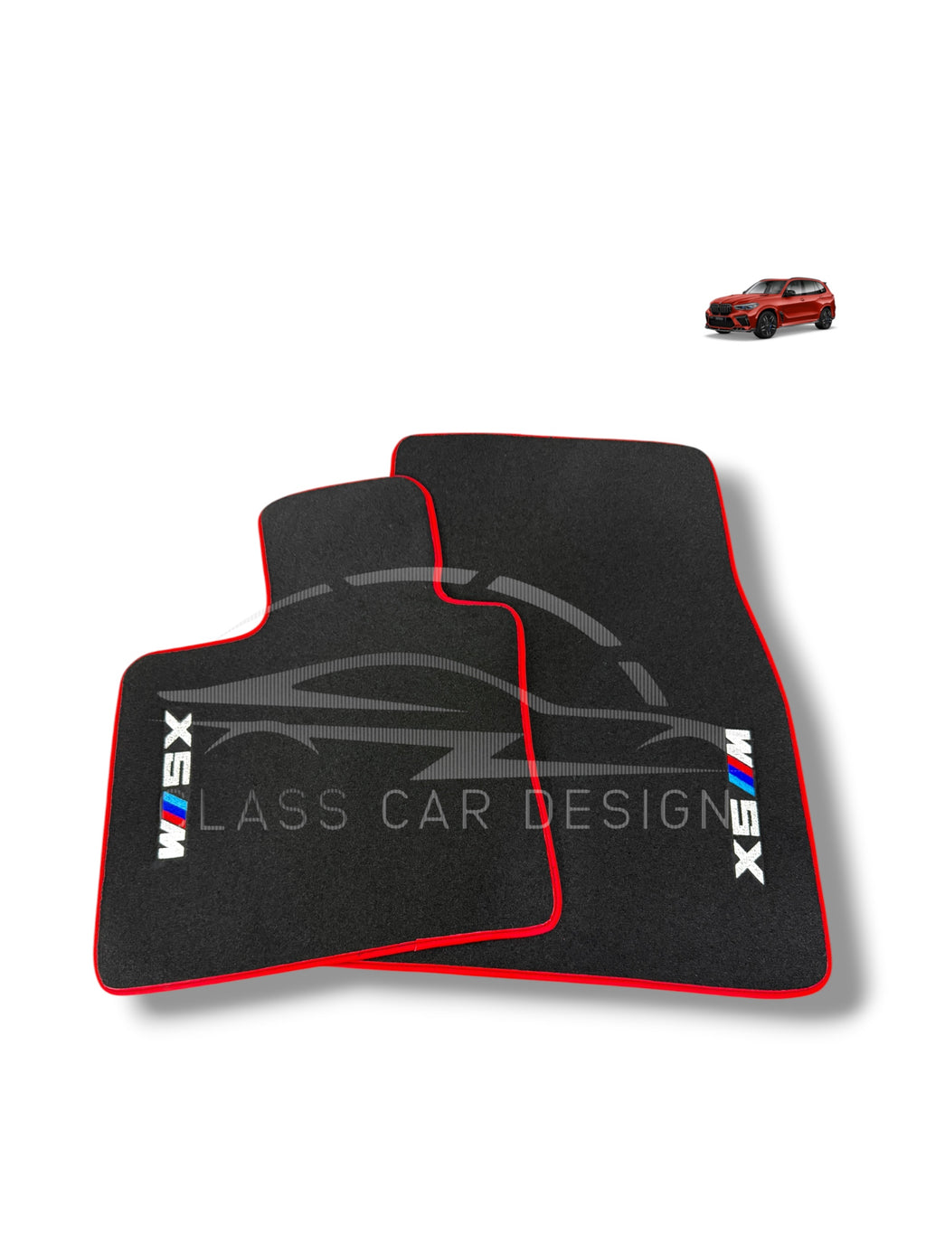 BMW X5M F85 SUV (2015-2019) Custom Fit Floor Mats M Red Edging - Complete Set Overview | Class Car Design