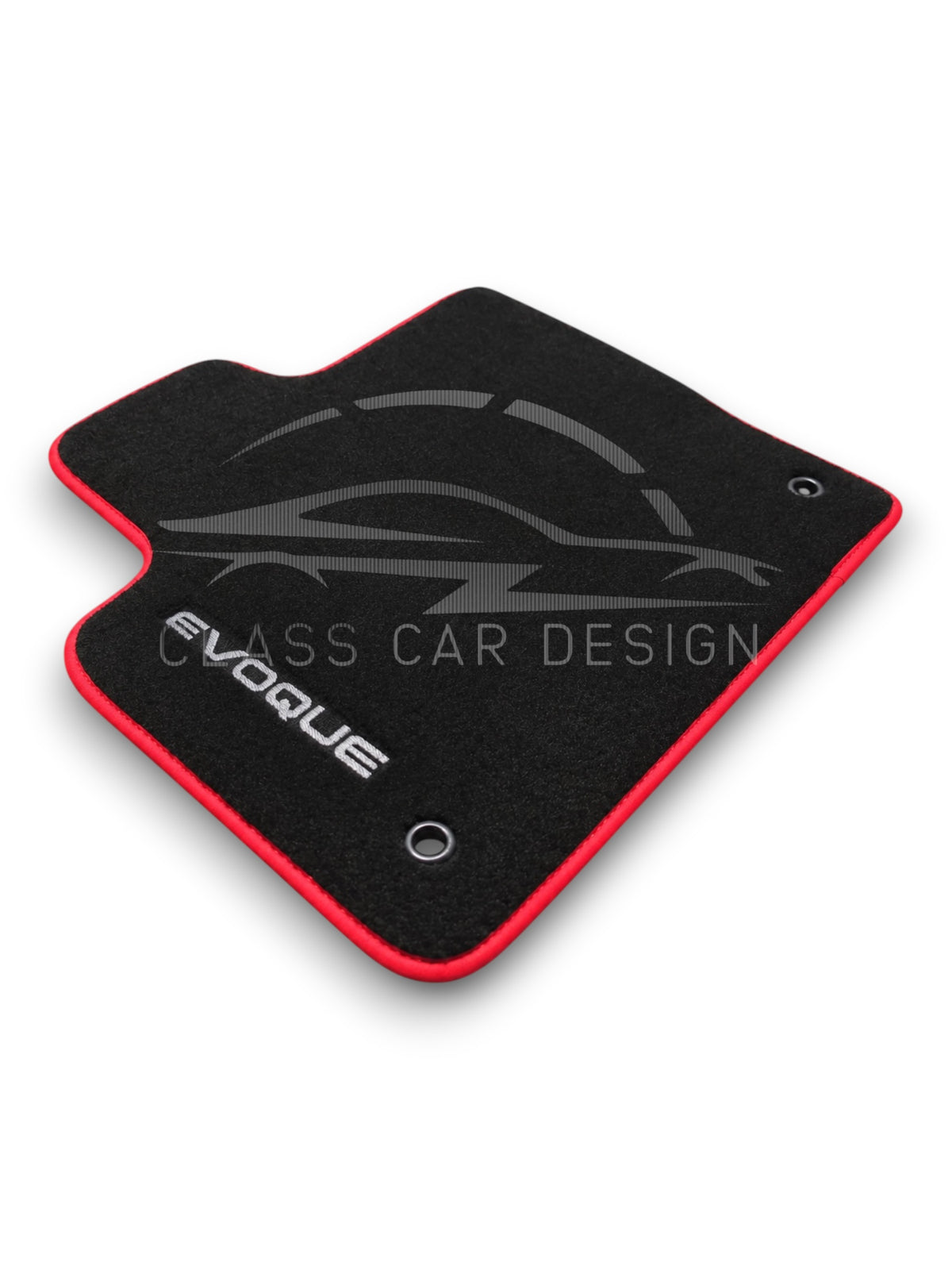 Range Rover Evoque (2011-2018) Custom Fit Floor Mats Emblem Red Edging - Complete Set Overview | Class Car Design