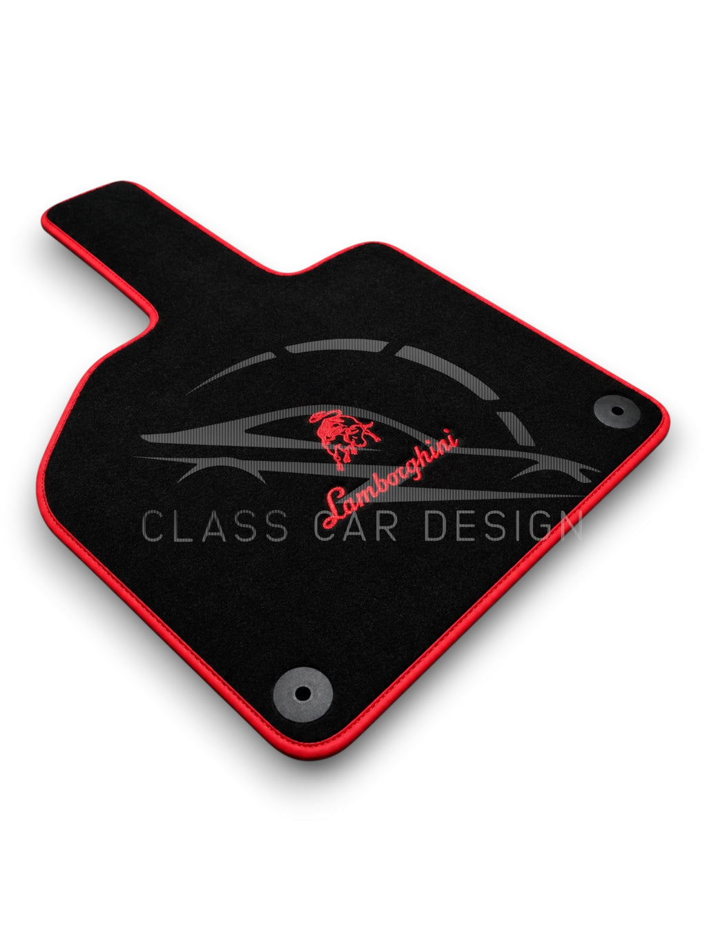Lamborghini Countach Custom Fit Floor Mats Red Edging - Complete Set Overview | Class Car Design