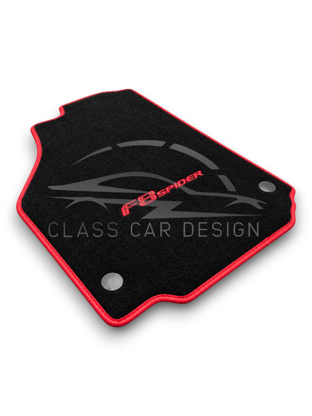 Ferrari F8 (2019-2023) Custom Fit Floor Mats Spider Red Edging - Complete Set Overview | Class Car Design