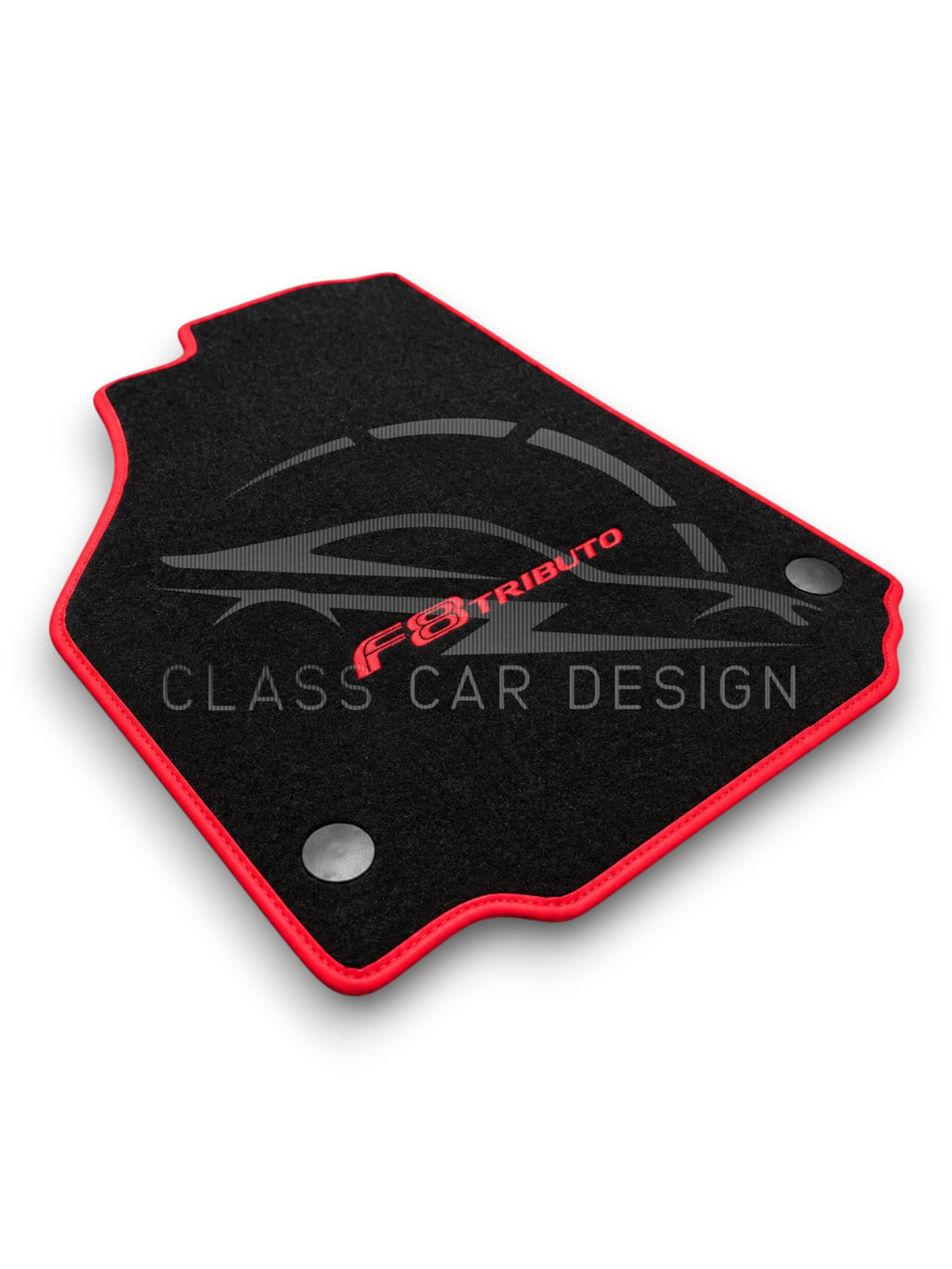 Ferrari F8 (2019-2023) Custom Fit Floor Mats Tributo Red Edging - Complete Set Overview | Class Car Design
