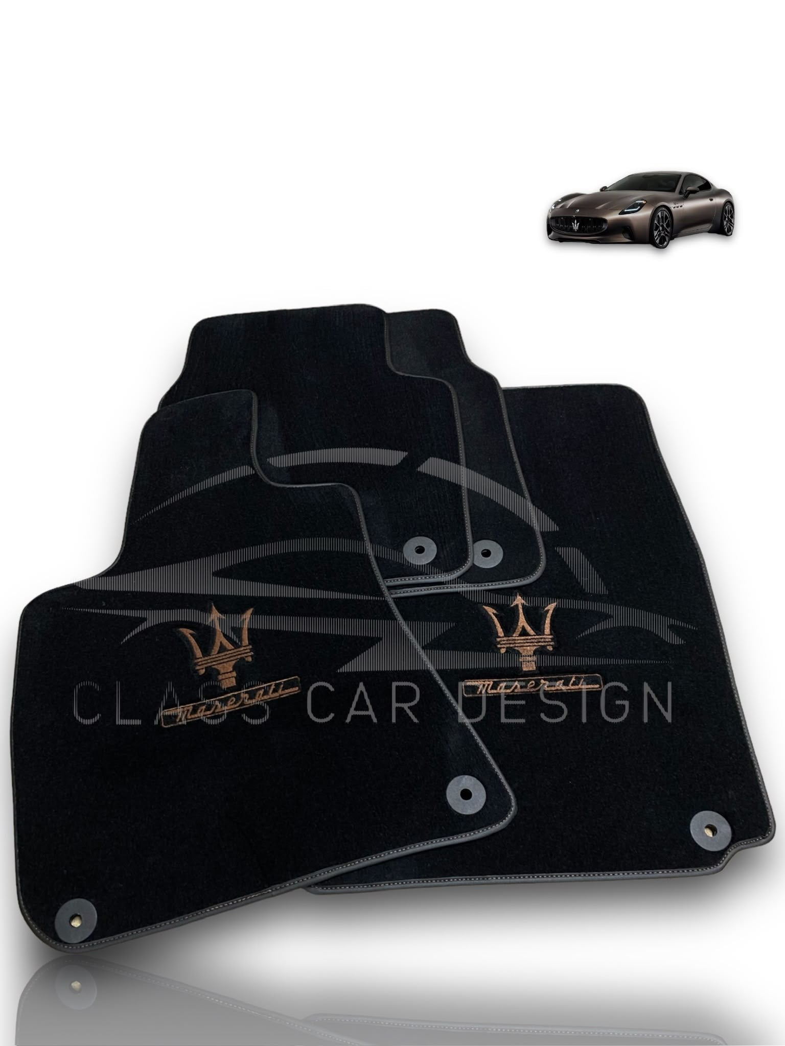 Maserati Grecale Custom Fit Floor Mats Trofeo Brown - Complete Set Overview | Class Car Design