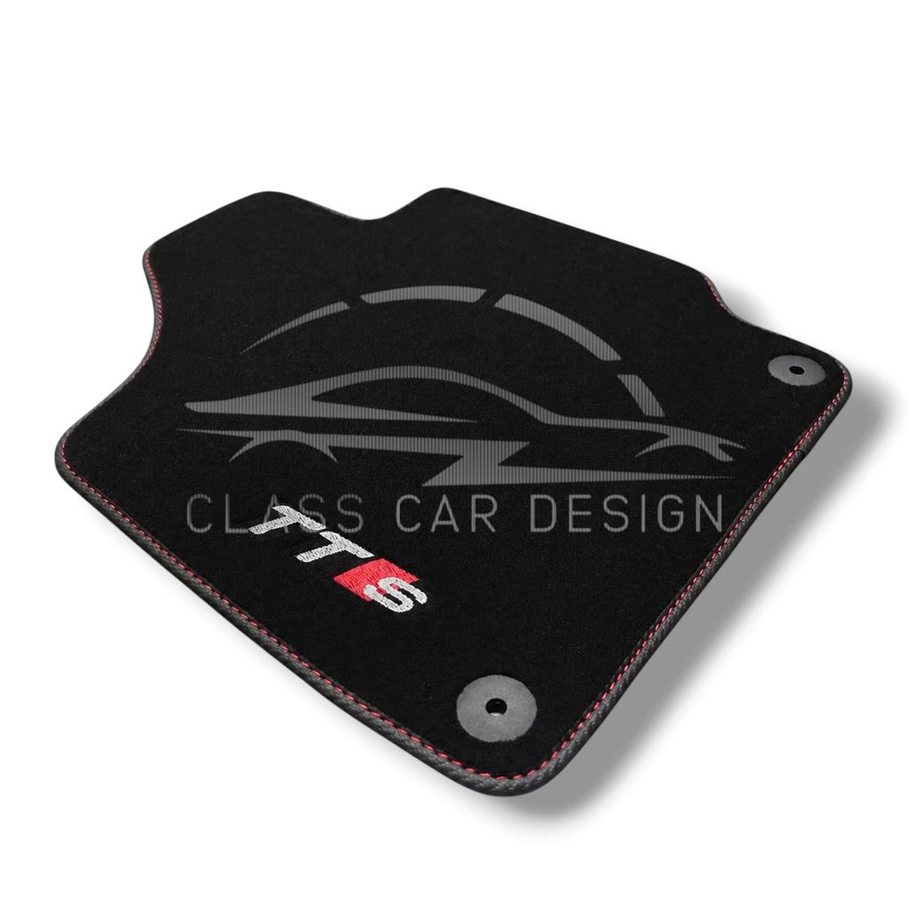 Audi TT Custom Fit Floor Mats TTS Red Stitching - Complete Set Overview | Class Car Design