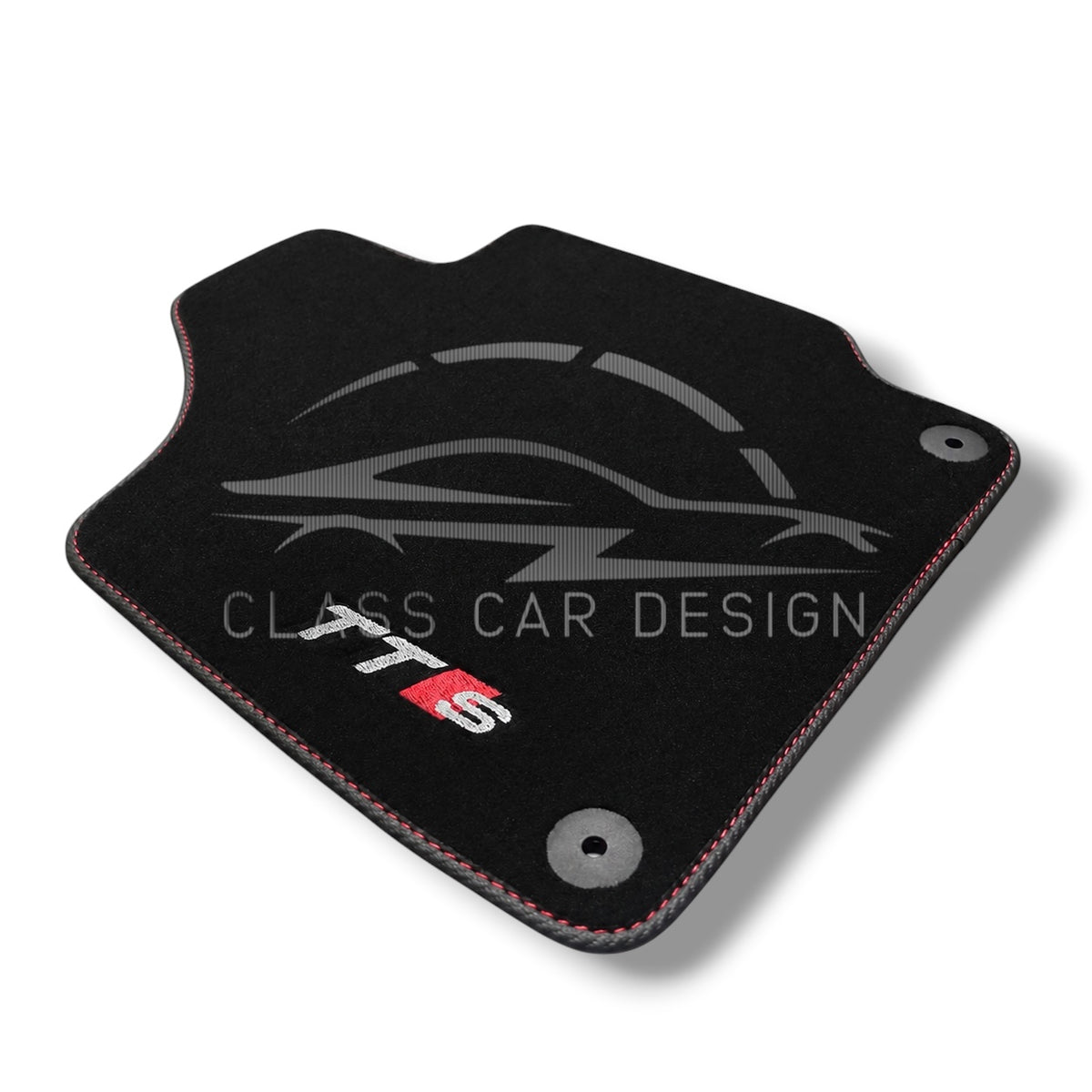 Audi TT Custom Fit Floor Mats TTS Red Stitching - Complete Set Overview | Class Car Design