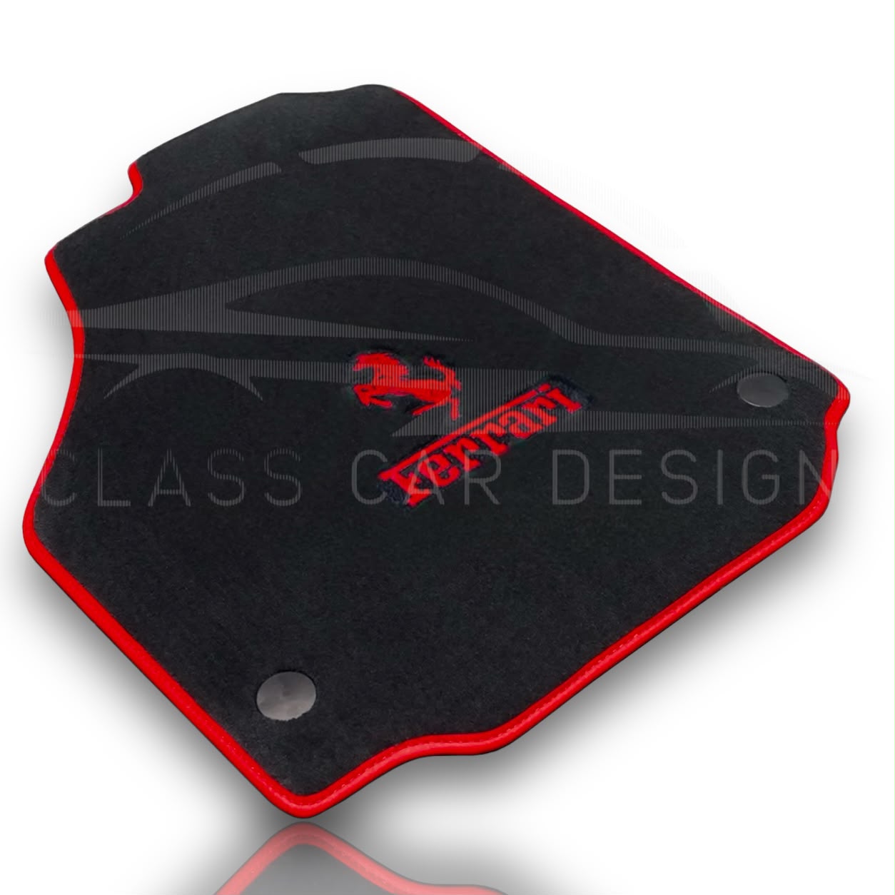 Ferrari Testarossa (1984-1996) Custom Fit Floor Mats Red Edging - Complete Set Overview | Class Car Design