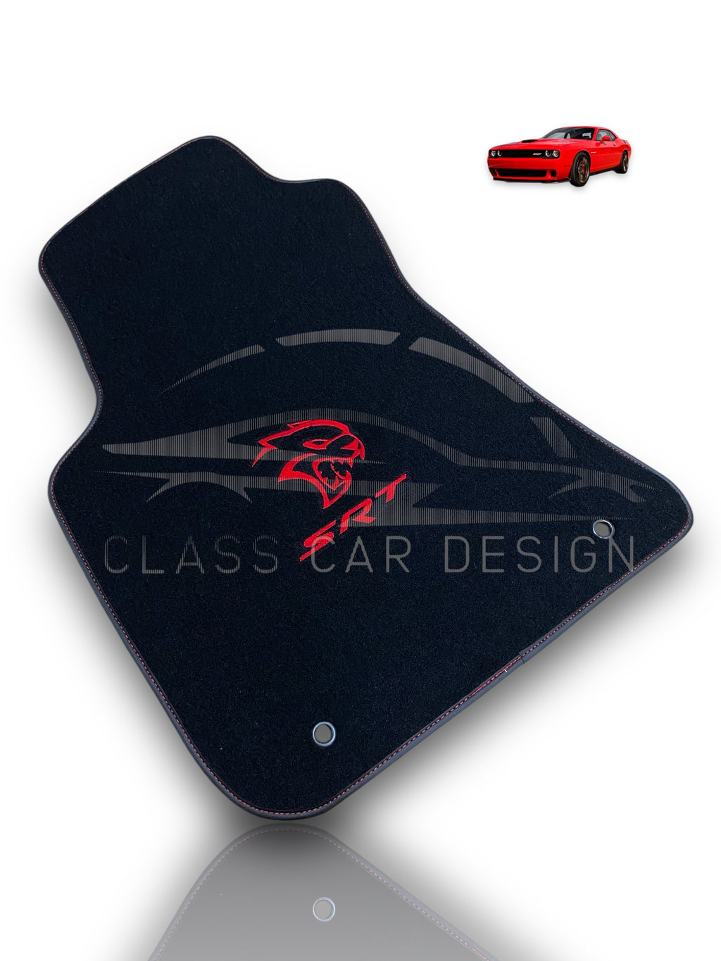 Dodge Charger Custom Fit Floor Mats SRT Hellcat Red - Complete Set Overview | Class Car Design