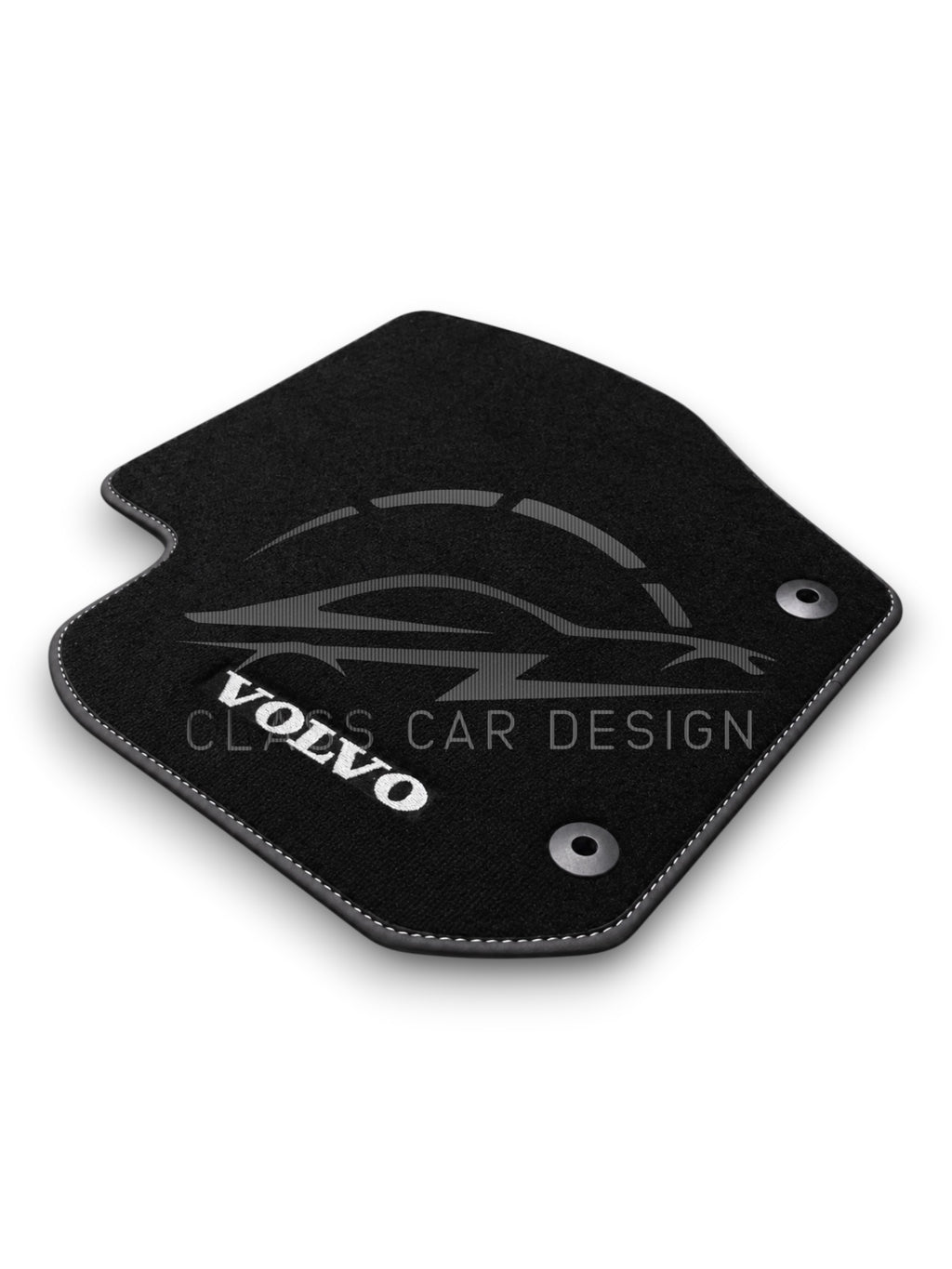 Volvo XC70 (2007-2016) Custom Fit Floor Mats Emblem White Stitching - Complete Set Overview | Class Car Design