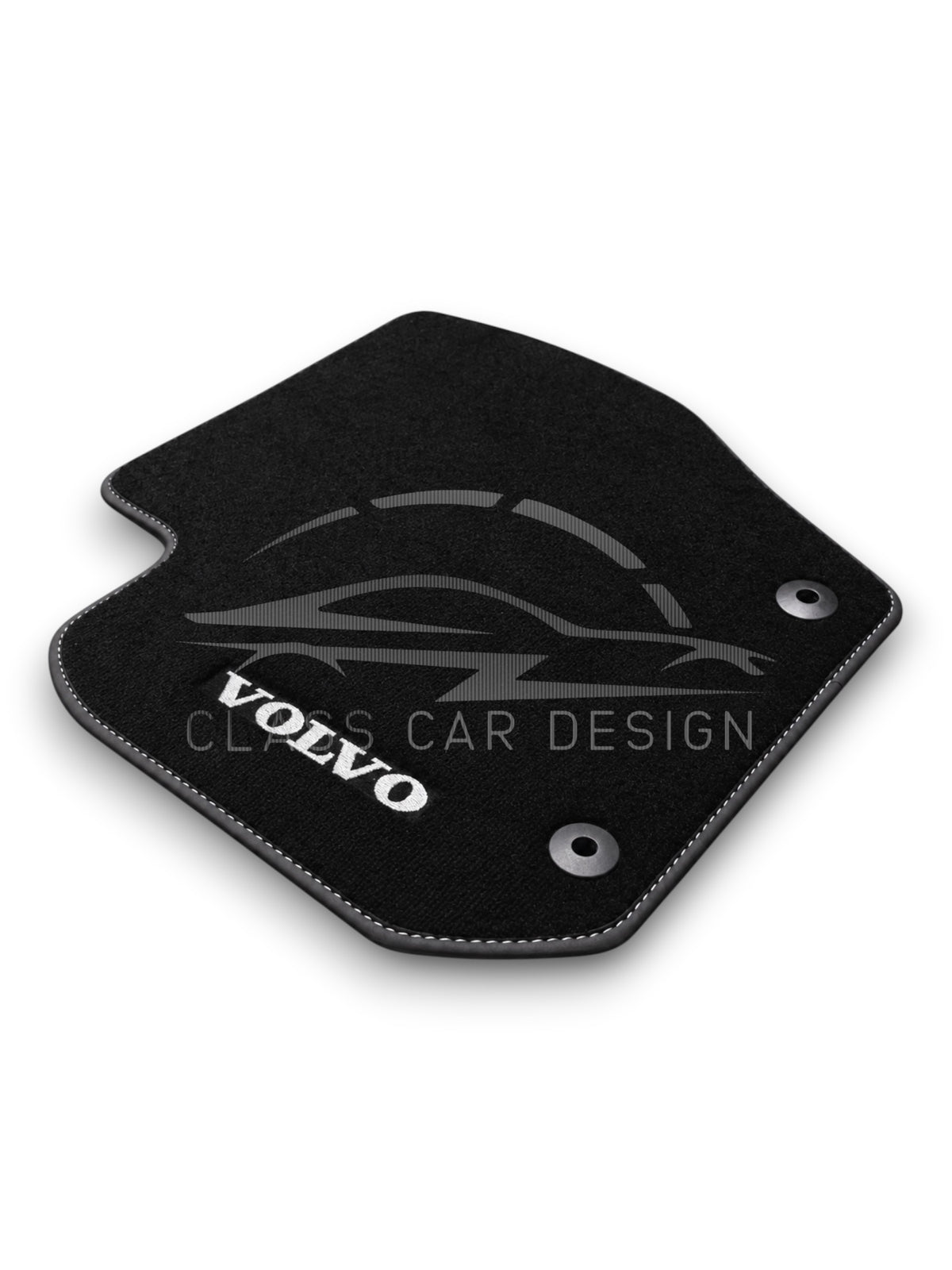 Volvo XC70 (2007-2016) Custom Fit Floor Mats Emblem White Stitching - Complete Set Overview | Class Car Design