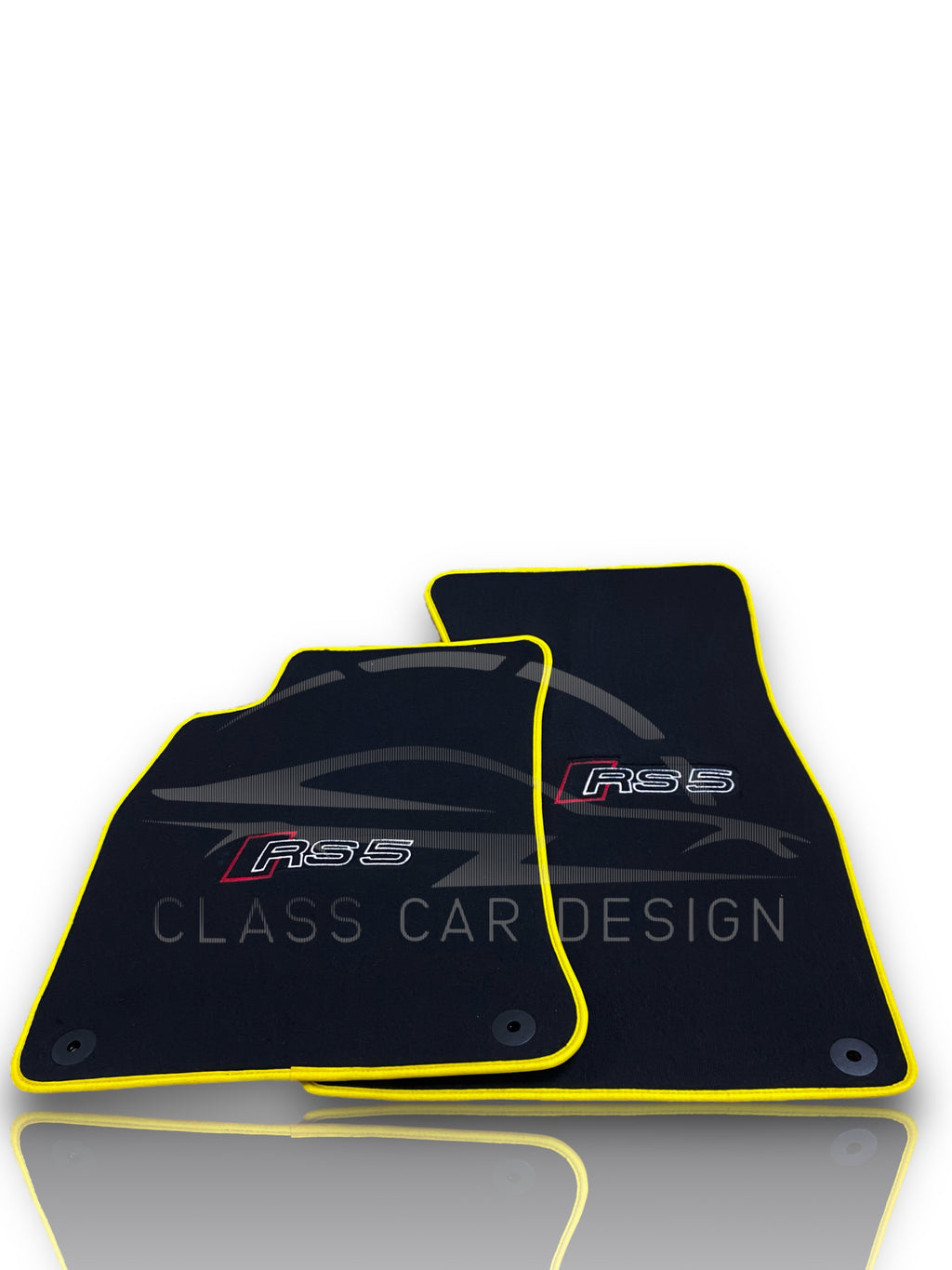 Audi RS 5 B9 5-Door Sportback (2017-2024) Custom Fit Floor Mats Yellow Edging - Complete Set Overview | Class Car Design
