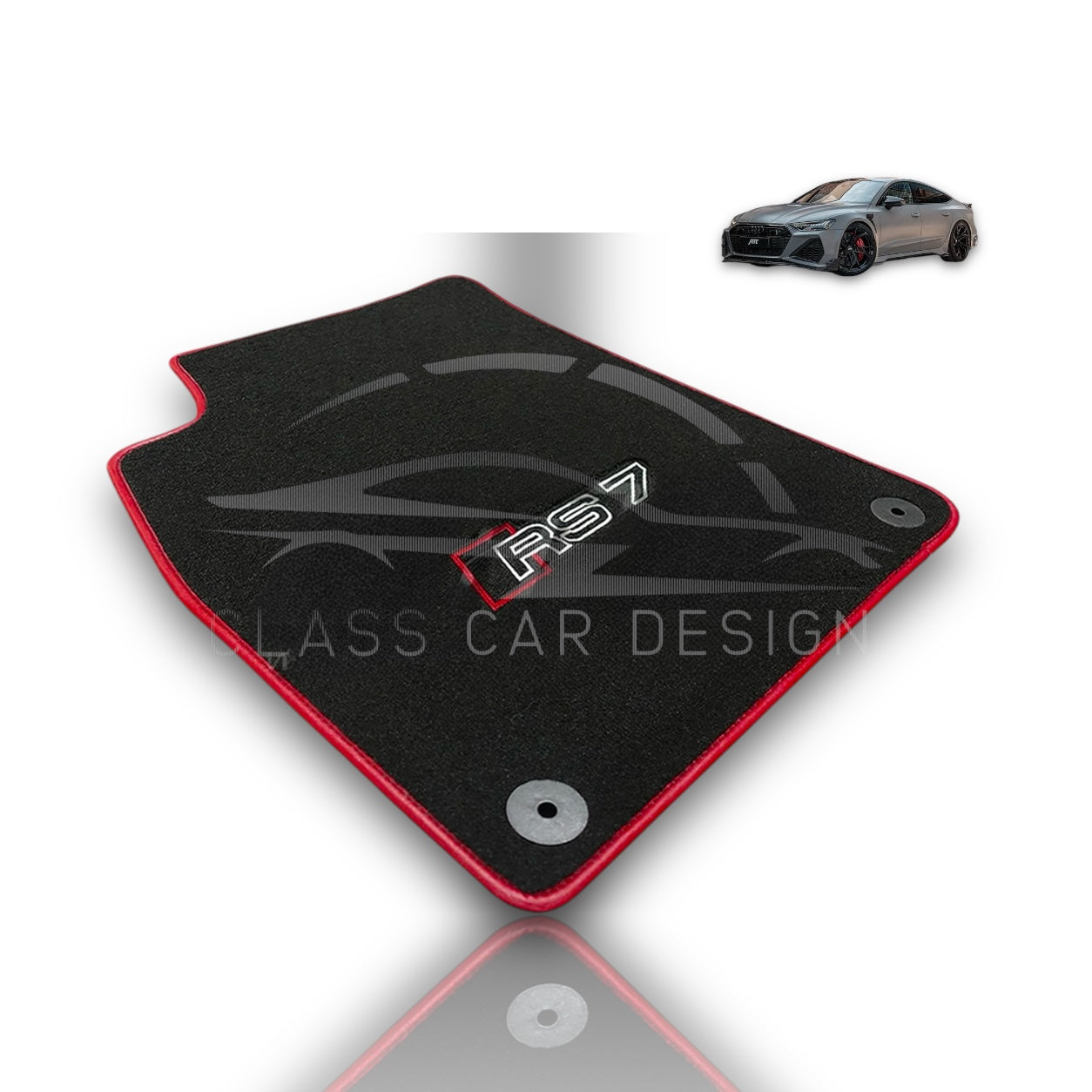Audi RS 7 C8 5-Door Sportback (2019-2024) Custom Fit Floor Mats Red Edging - Complete Set Overview | Class Car Design