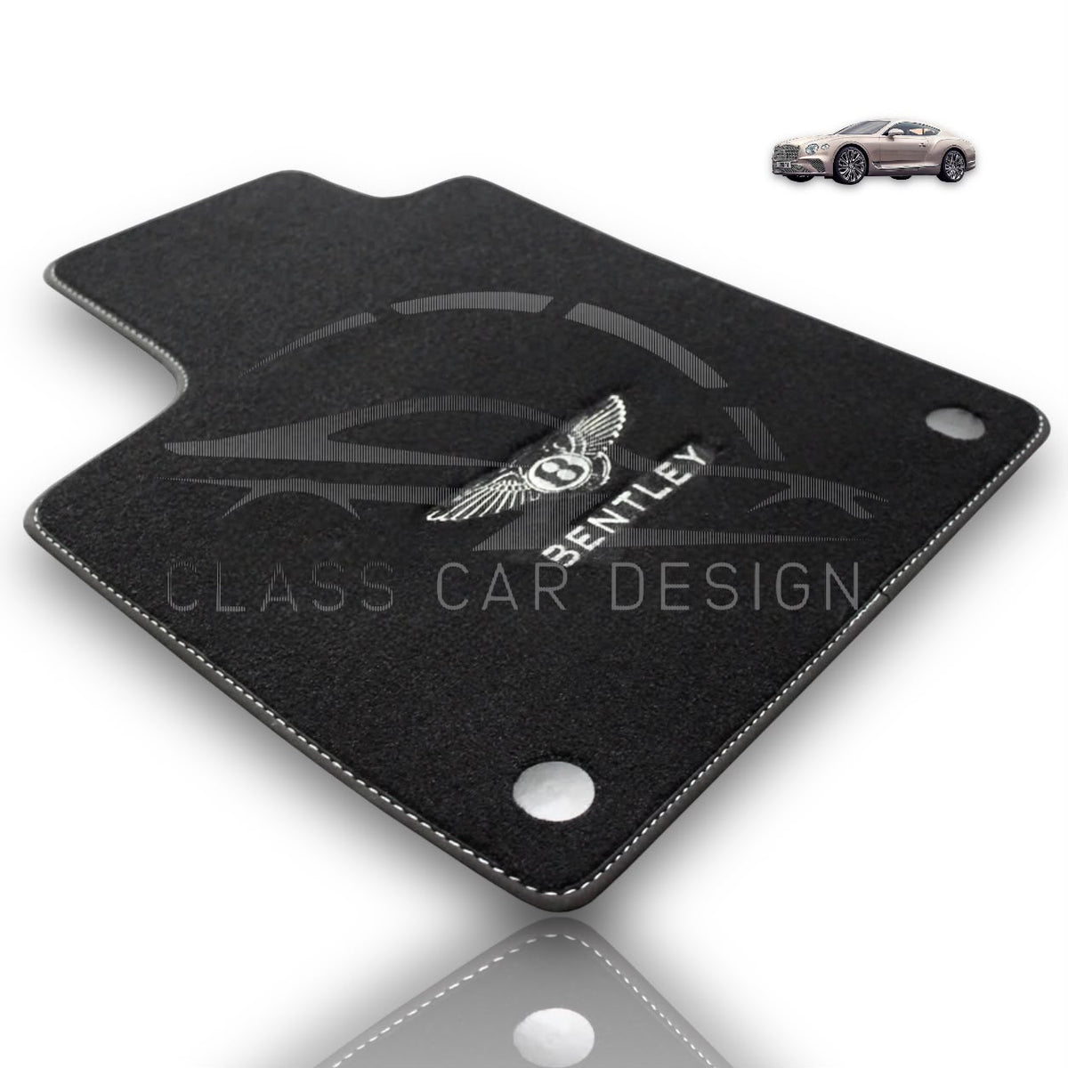 Bentley Continental GTC (2011-2018) Custom Fit Floor Mats Mulliner Black - Complete Set Overview | Class Car Design