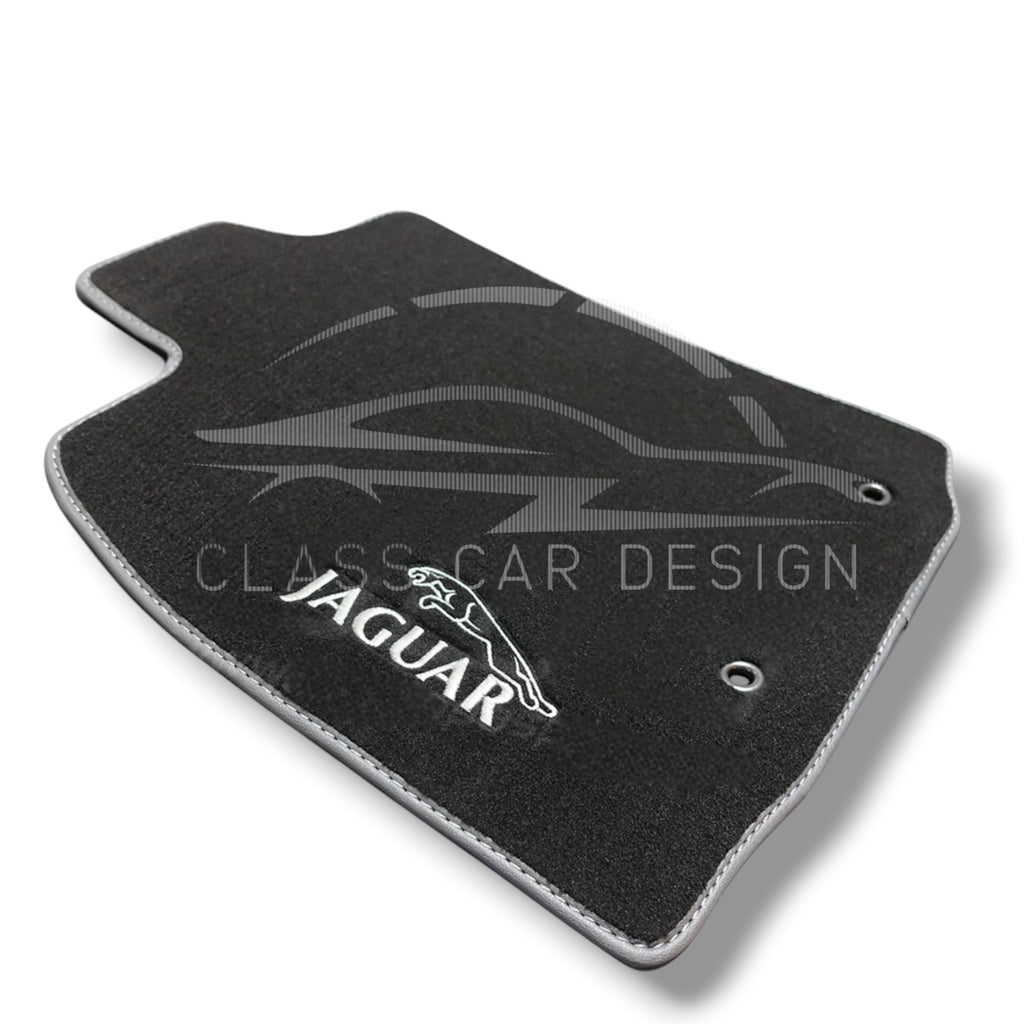 Jaguar XE (2015+) Custom Fit Floor Mats Gray Edging - Complete Set Overview | Class Car Design