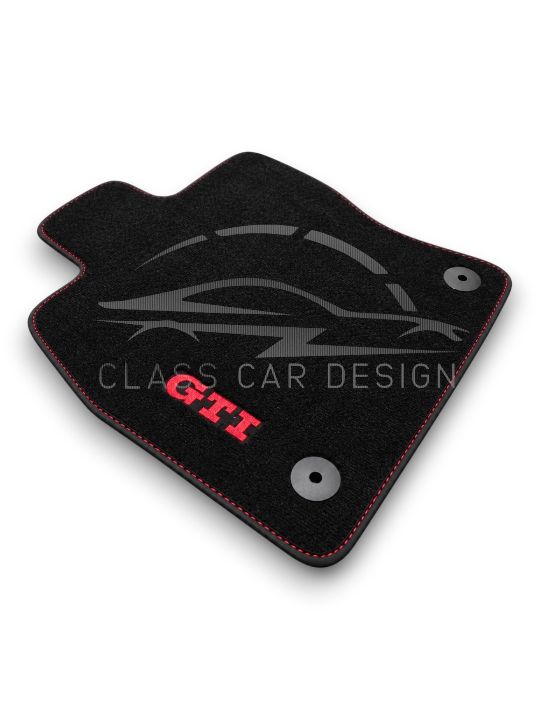 Volkswagen Cross Polo (2002-2009) Custom Fit Floor Mats GTI Red Stitching - Complete Set Overview | Class Car Design