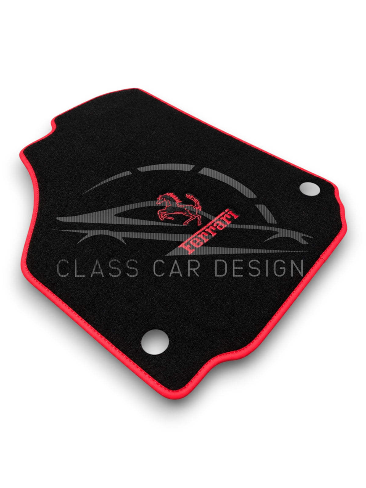 Ferrari 360 (1999-2005) Custom Fit Floor Mats Prancing Horse Red Edging - Complete Set Overview | Class Car Design