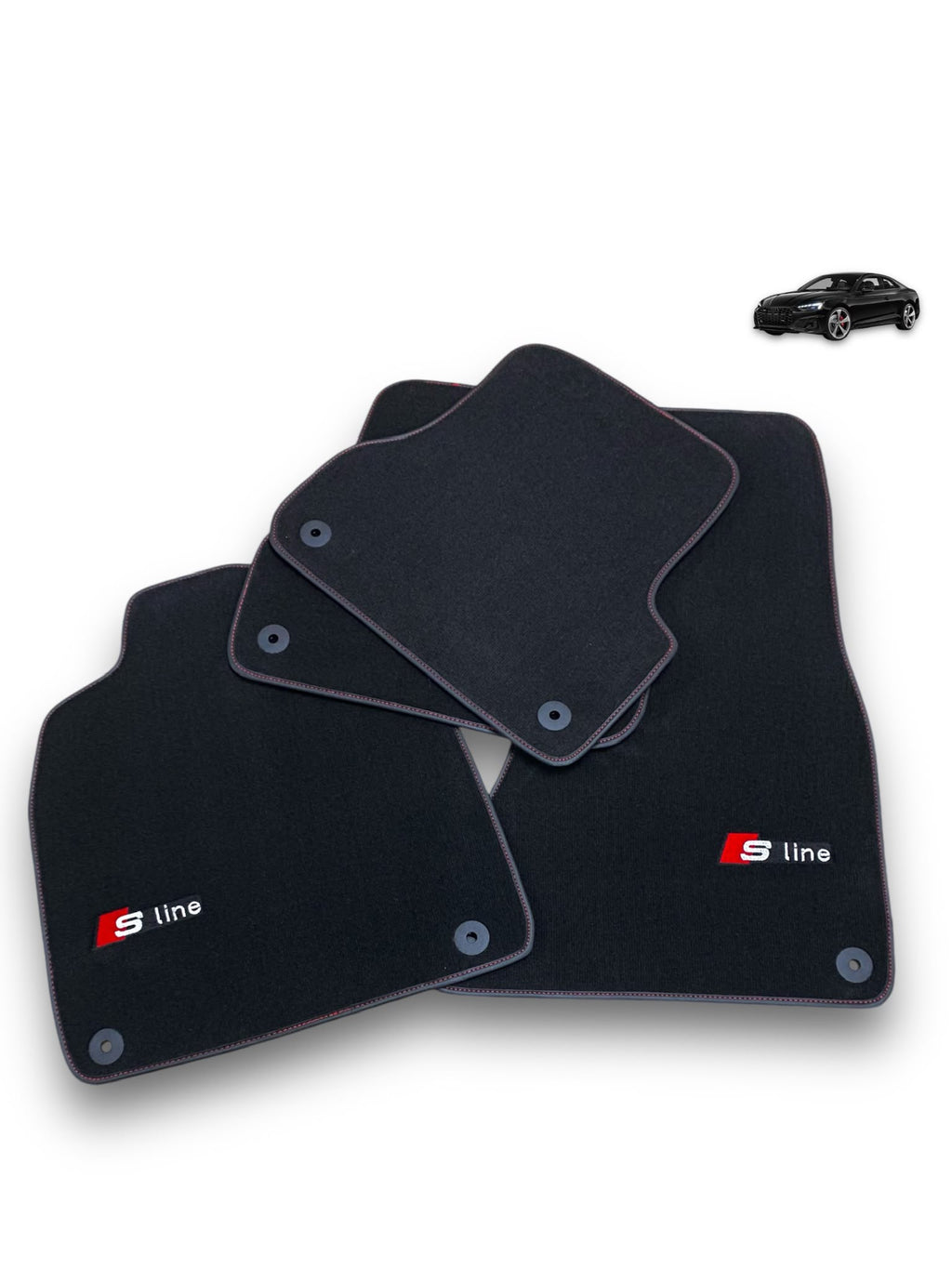 Audi Q8 e-tron (2023-2025) Custom Fit Floor Mats S-Line Black - Complete Set Overview | Class Car Design