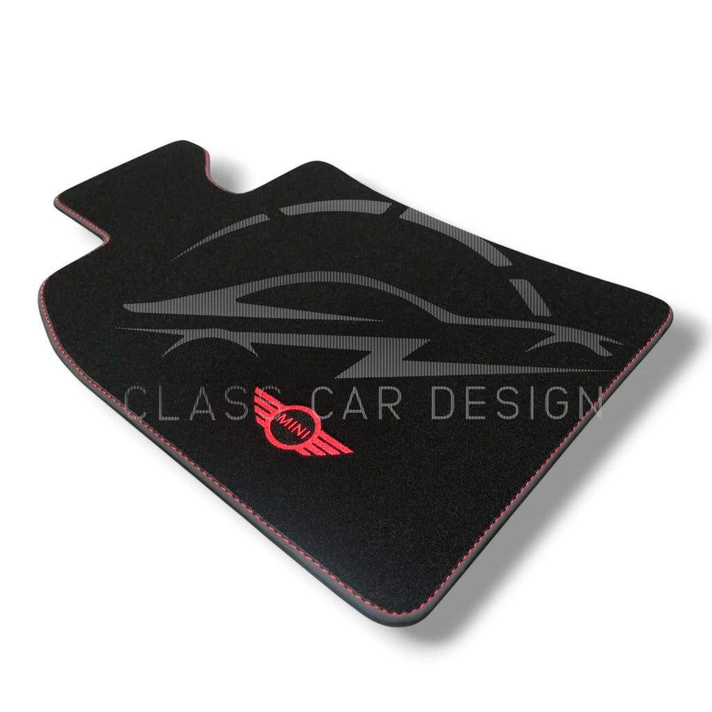 Mini Cooper One (2007-2014) Custom Fit Floor Mats JCW Red - Complete Set Overview | Class Car Design