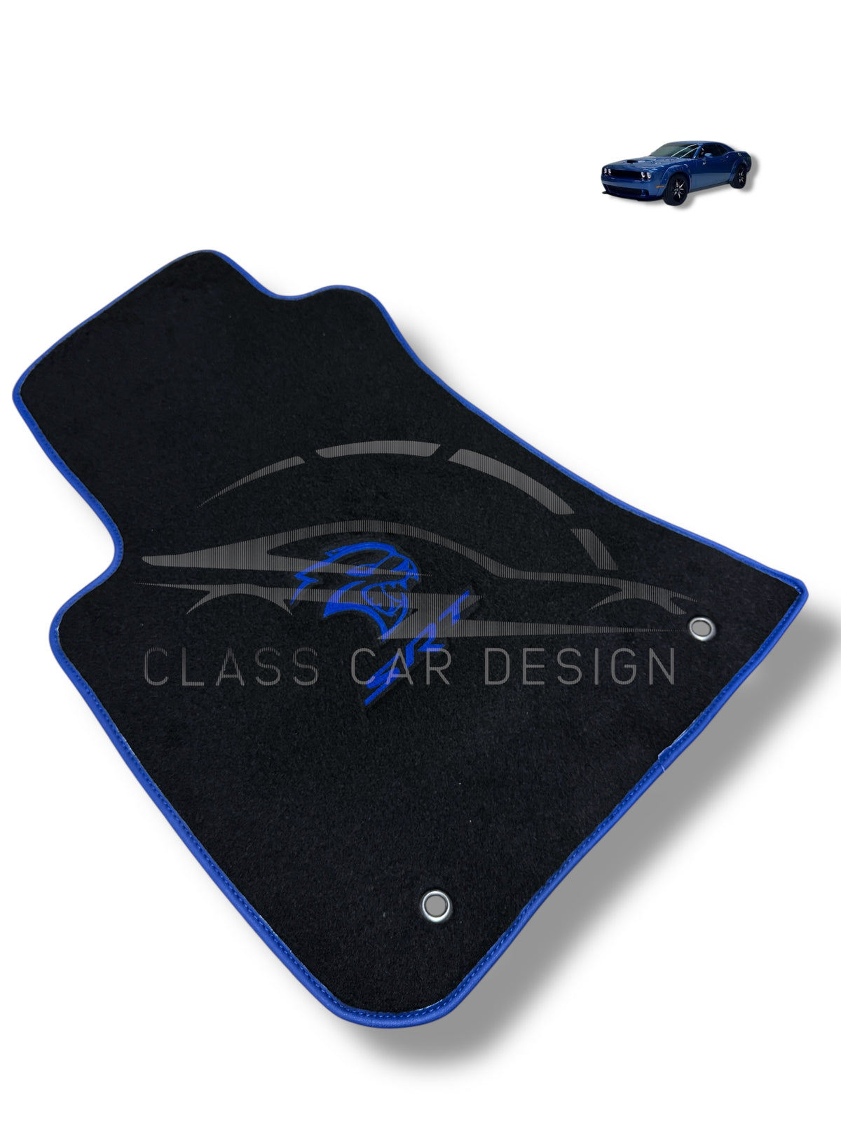 Dodge Charger Custom Fit Floor Mats SRT Hellcat Blue - Complete Set Overview | Class Car Design