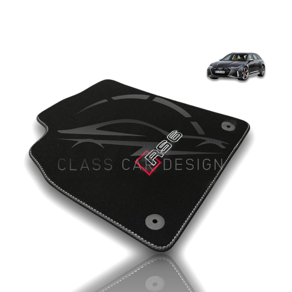 Audi RS 6 C6 (2008-2010) Custom Fit Floor Mats Gray Edging - Complete Set Overview | Class Car Design