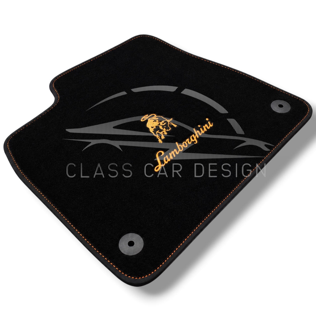 Lamborghini Gallardo Custom Fit Floor Mats Gold Emblem - Complete Set Overview | Class Car Design
