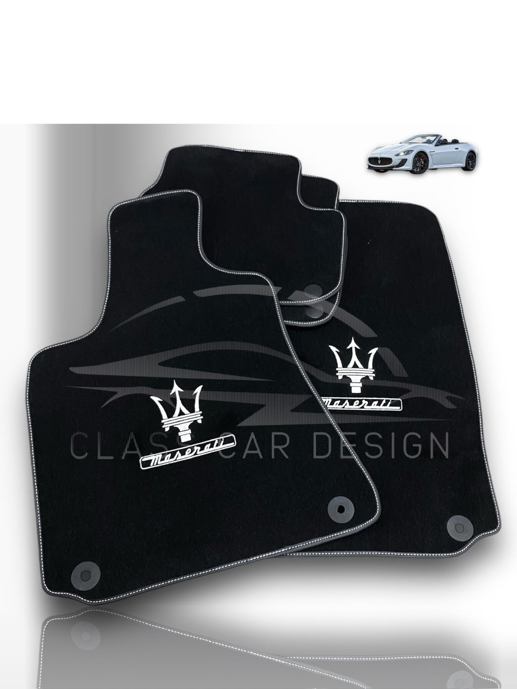 Maserati GranCabrio Sport (2011-2019) Custom Fit Floor Mats Trofeo White - Complete Set Overview | Class Car Design