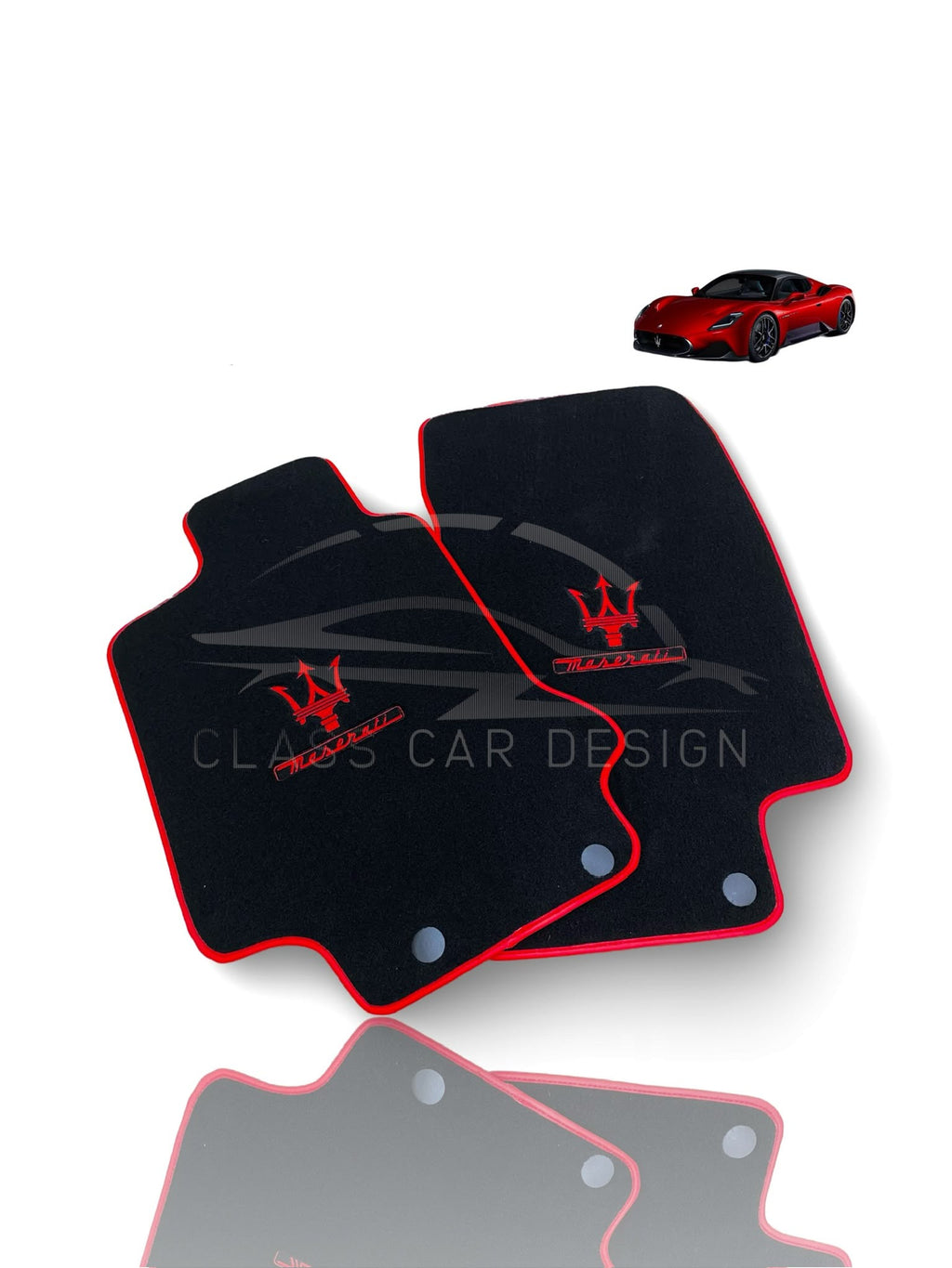 Maserati MC20 Custom Fit Floor Mats Trofeo Red - Complete Set Overview | Class Car Design
