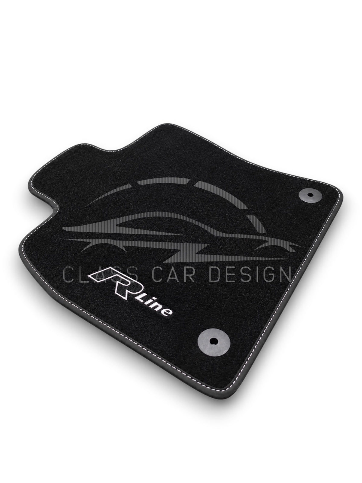 Volkswagen Golf 7.5 GTI (2013-2018) Custom Fit Floor Mats R-Line White Stitching - Complete Set Overview | Class Car Design