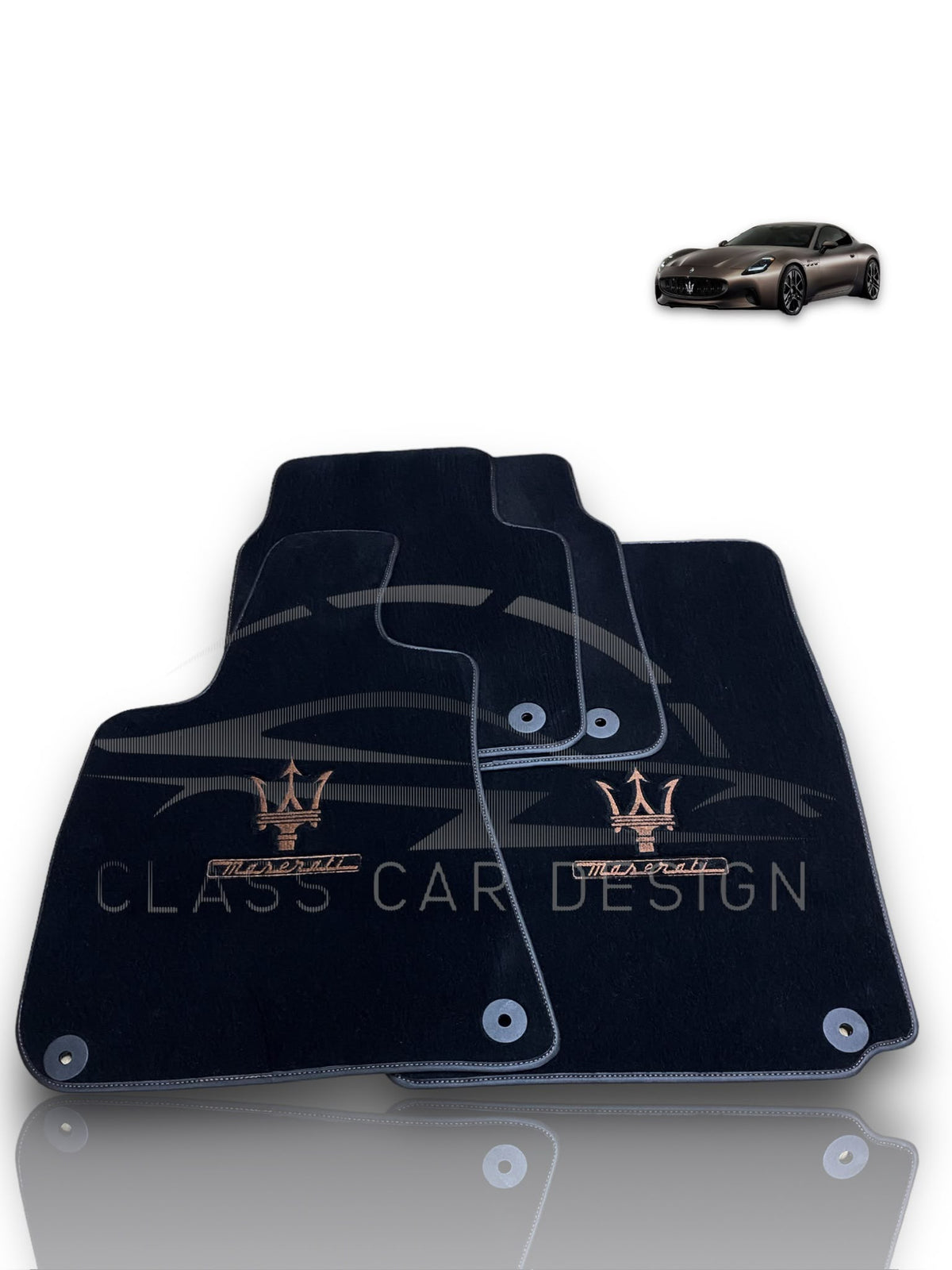 Maserati GranCabrio I (2010-2019) Custom Fit Floor Mats Trofeo Brown - Full Set Top View | Class Car Design