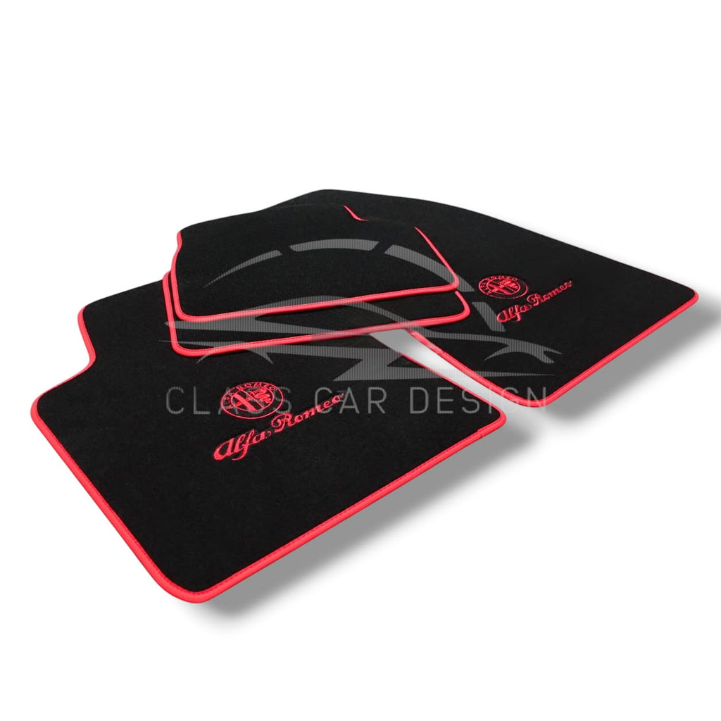 Alfa Romeo 145 (1994-2000) Custom Fit Floor Mats Red Edging - Full Set Top View | Class Car Design