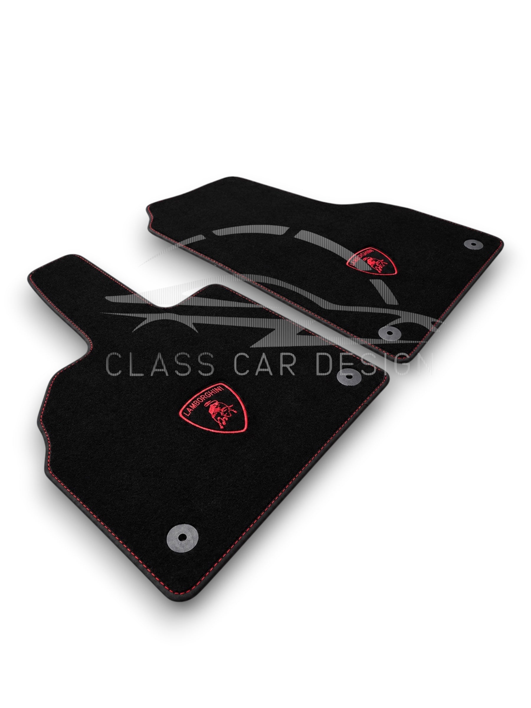 Lamborghini Diablo Custom Fit Floor Mats Crest Red Stitching - Full Set Top View | Class Car Design