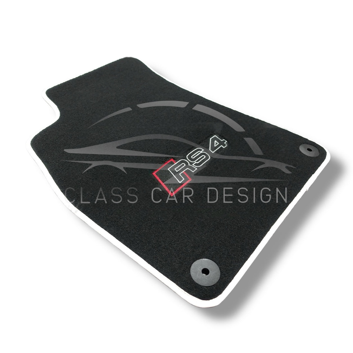 Audi RS 4 B9 Avant (2017-2024) Custom Fit Floor Mats Red Stitching - Full Set Top View | Class Car Design