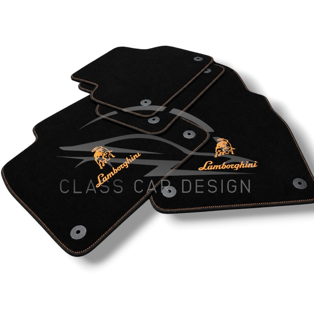 Lamborghini Huracan Perfomante Custom Fit Floor Mats Gold Emblem - Full Set Top View | Class Car Design