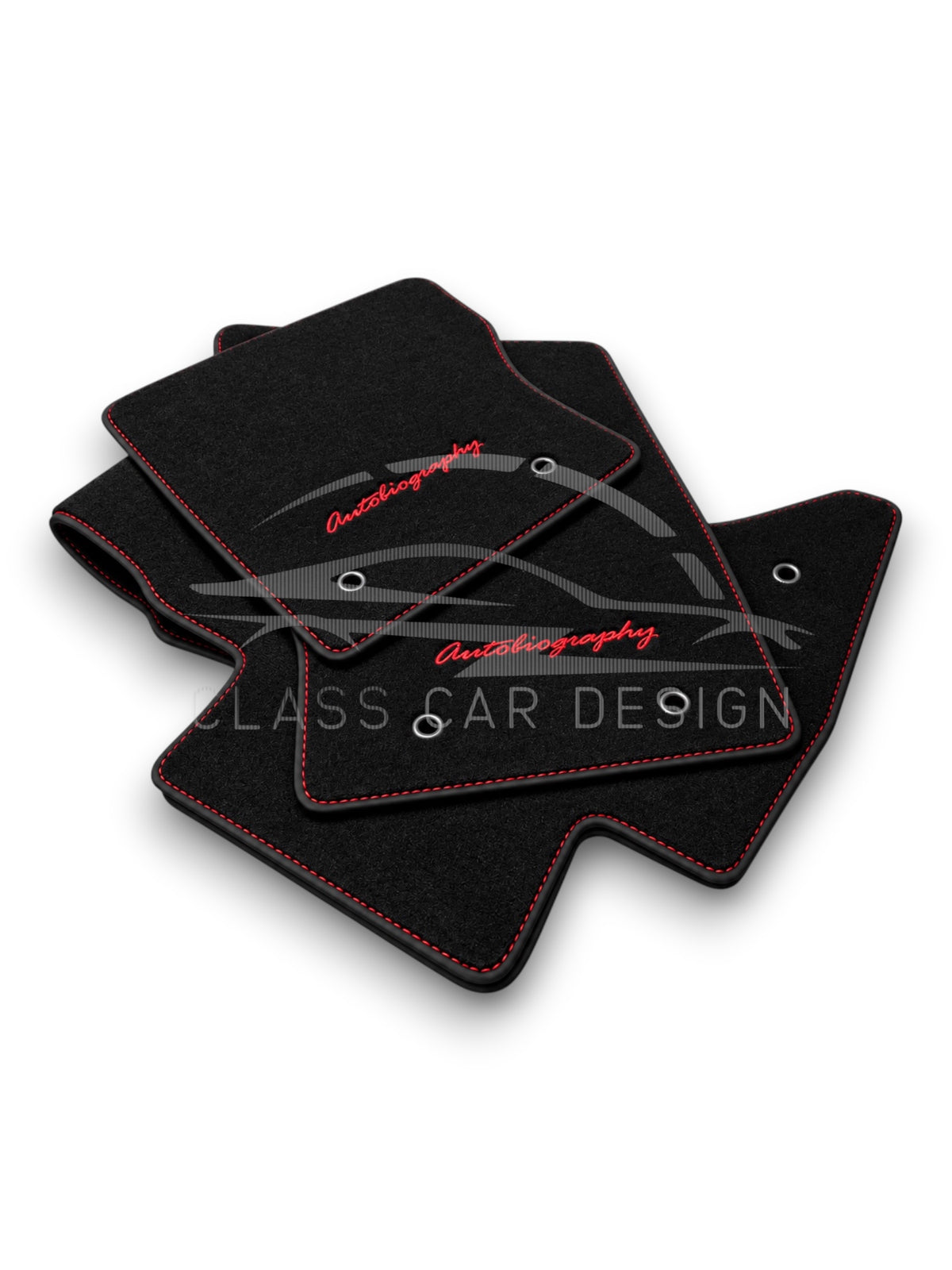 Range Rover Vogue L405 Rear Single (2013+) Custom Fit Floor Mats Autobiography Red Stitching - Full Set Top View | Class Car Design