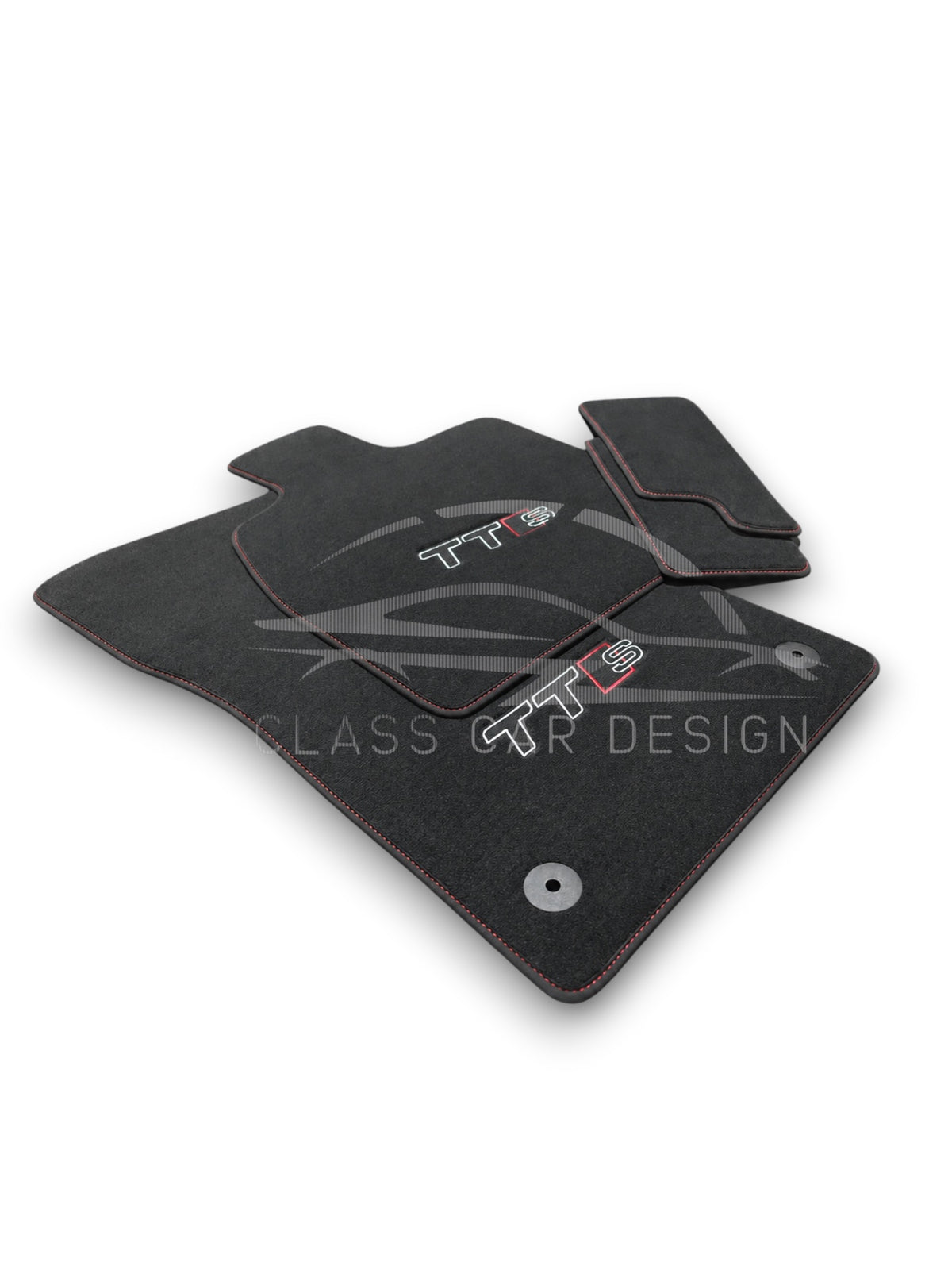 Audi TT Custom Fit Floor Mats TTS Emblem - Full Set Top View | Class Car Design