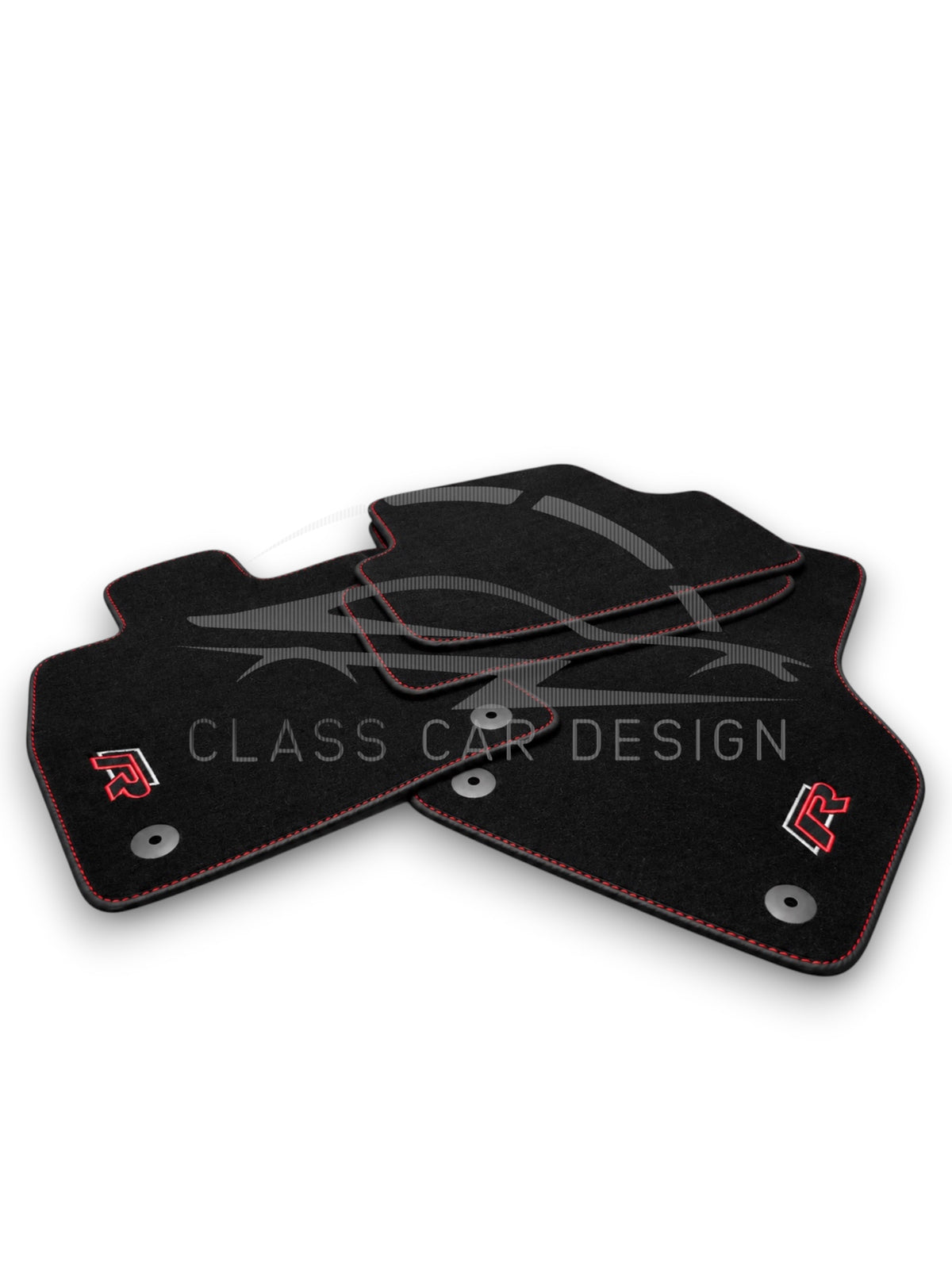 Volkswagen Golf 7.5 GTI (2013-2018) Custom Fit Floor Mats R Red Stitching - Full Set Top View | Class Car Design