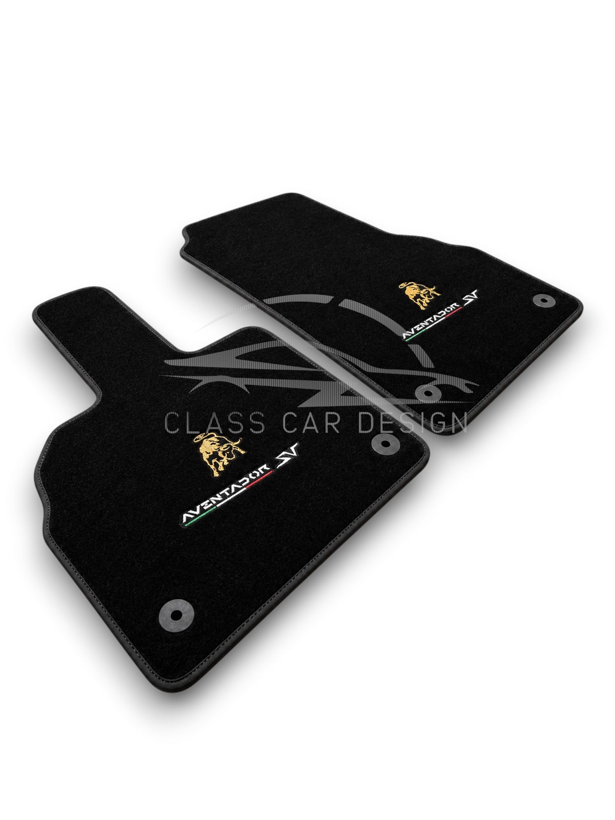 Lamborghini Aventador Custom Fit Floor Mats SV Emblem - Full Set Top View | Class Car Design