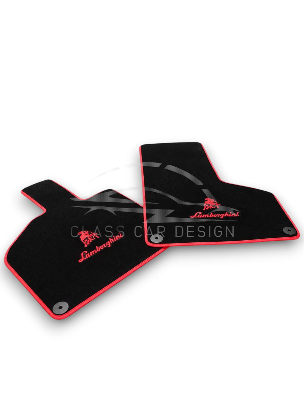 Lamborghini Countach Custom Fit Floor Mats Red Edging - Full Set Top View | Class Car Design