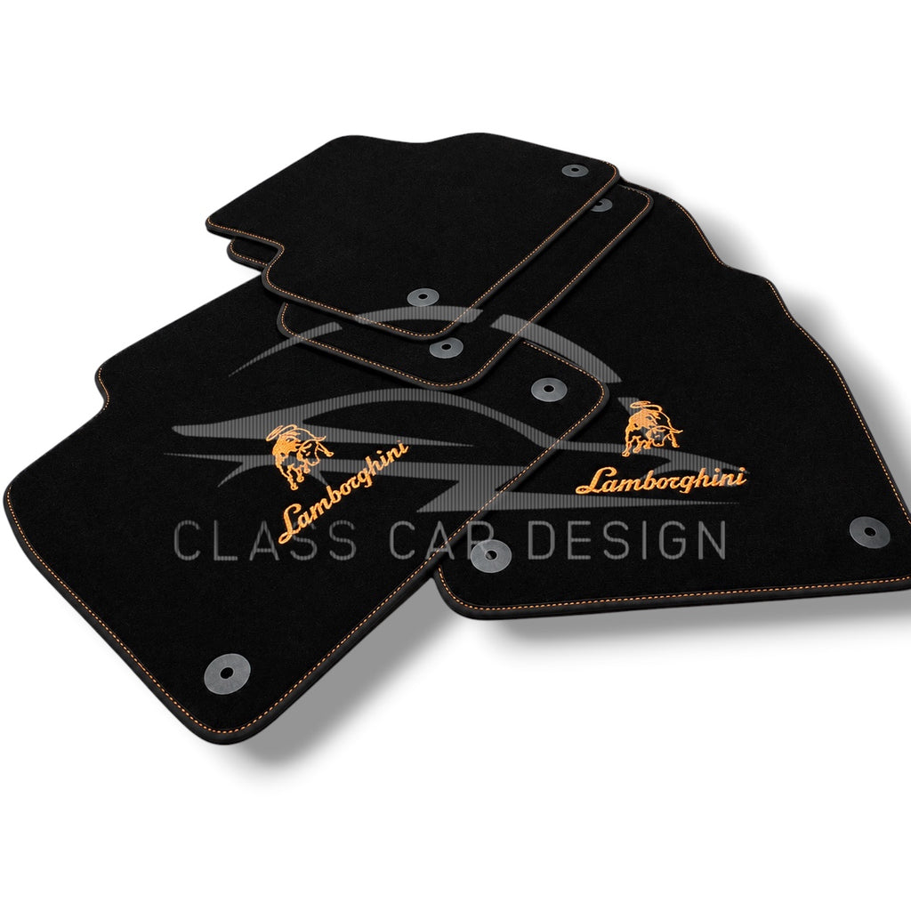 Lamborghini Centenario Custom Fit Floor Mats Gold Emblem - Full Set Top View | Class Car Design
