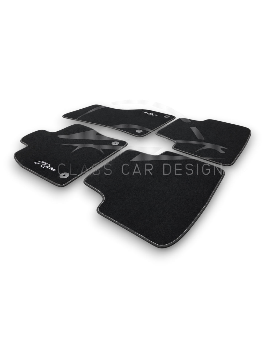 Volkswagen Taigo (2021+) Custom Fit Floor Mats R-Line White Stitching - Full Set Top View | Class Car Design