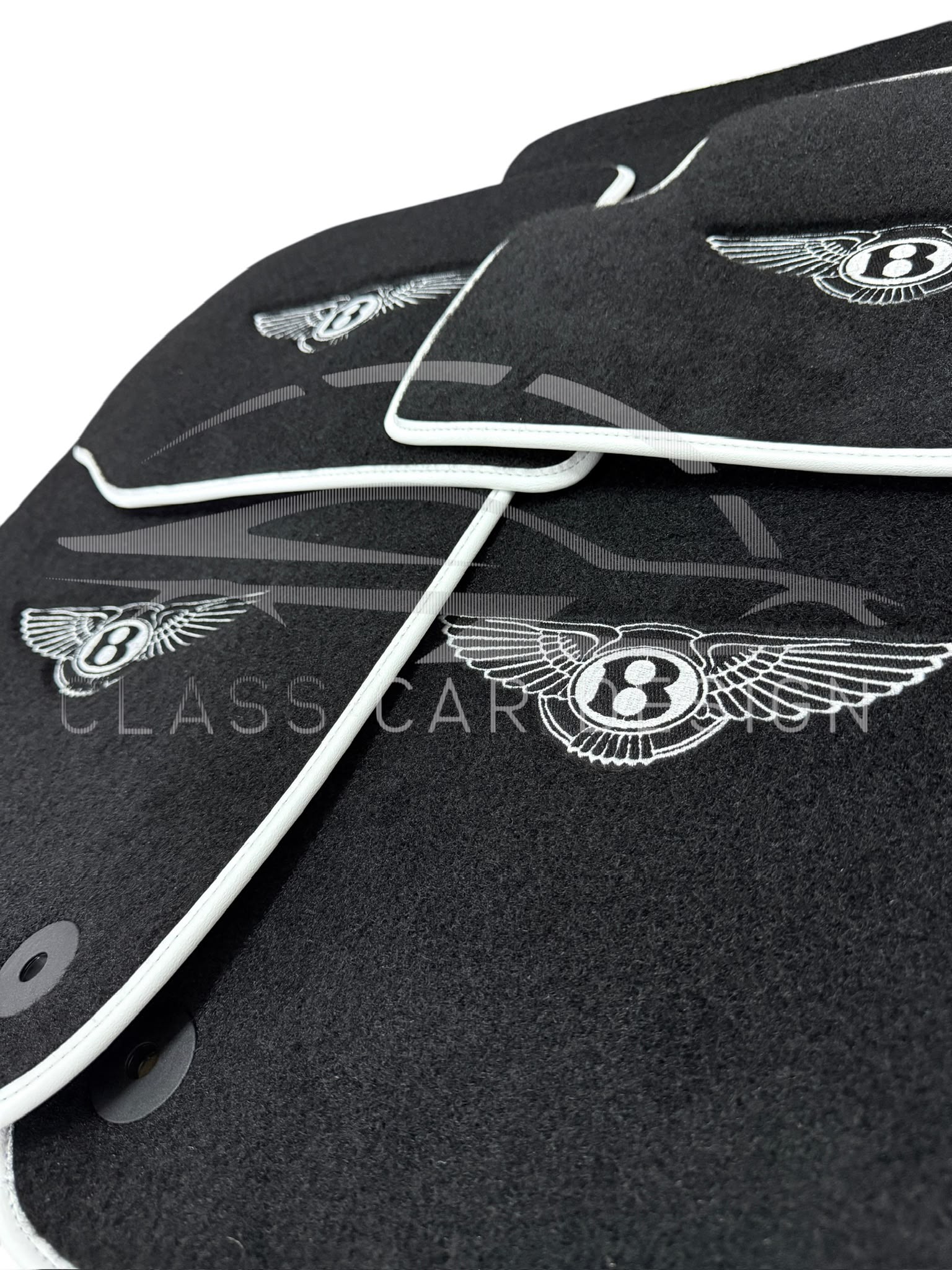Bentley Flying Spur (2013-2019) Custom Fit Floor Mats Mulliner White - Full Set Top View | Class Car Design