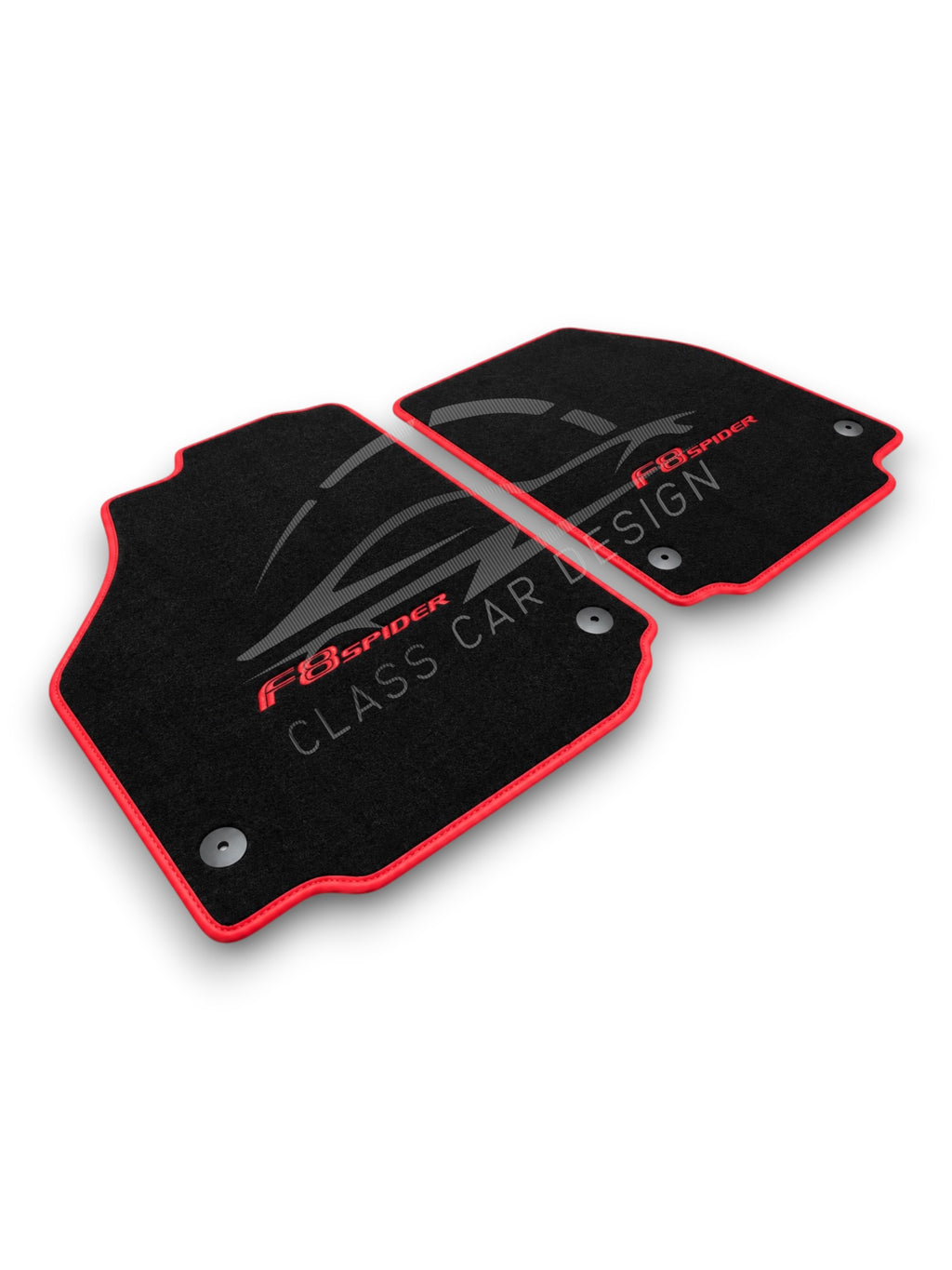 Ferrari F8 (2019-2023) Custom Fit Floor Mats Spider Red Edging - Full Set Top View | Class Car Design