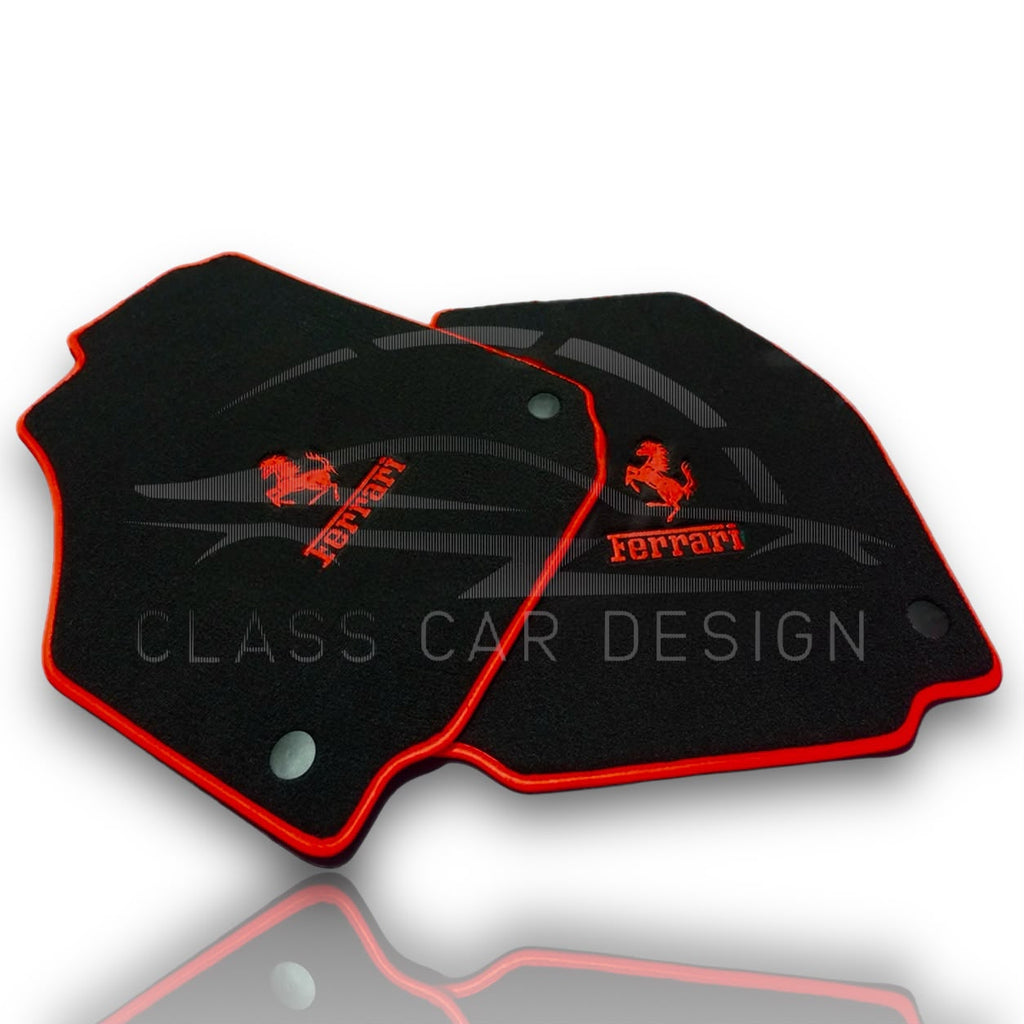 Ferrari Dino GT4 (1973-1979) Custom Fit Floor Mats Red Edging - Full Set Top View | Class Car Design