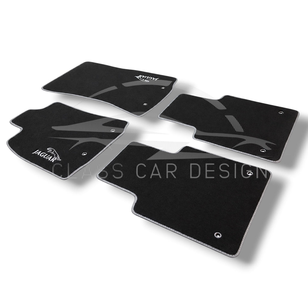 Jaguar I-Pace (2018+) Custom Fit Floor Mats Gray Edging - Full Set Top View | Class Car Design