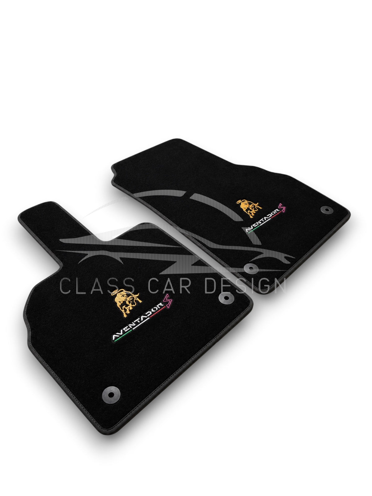 Lamborghini Aventador Custom Fit Floor Mats S Emblem - Full Set Top View | Class Car Design