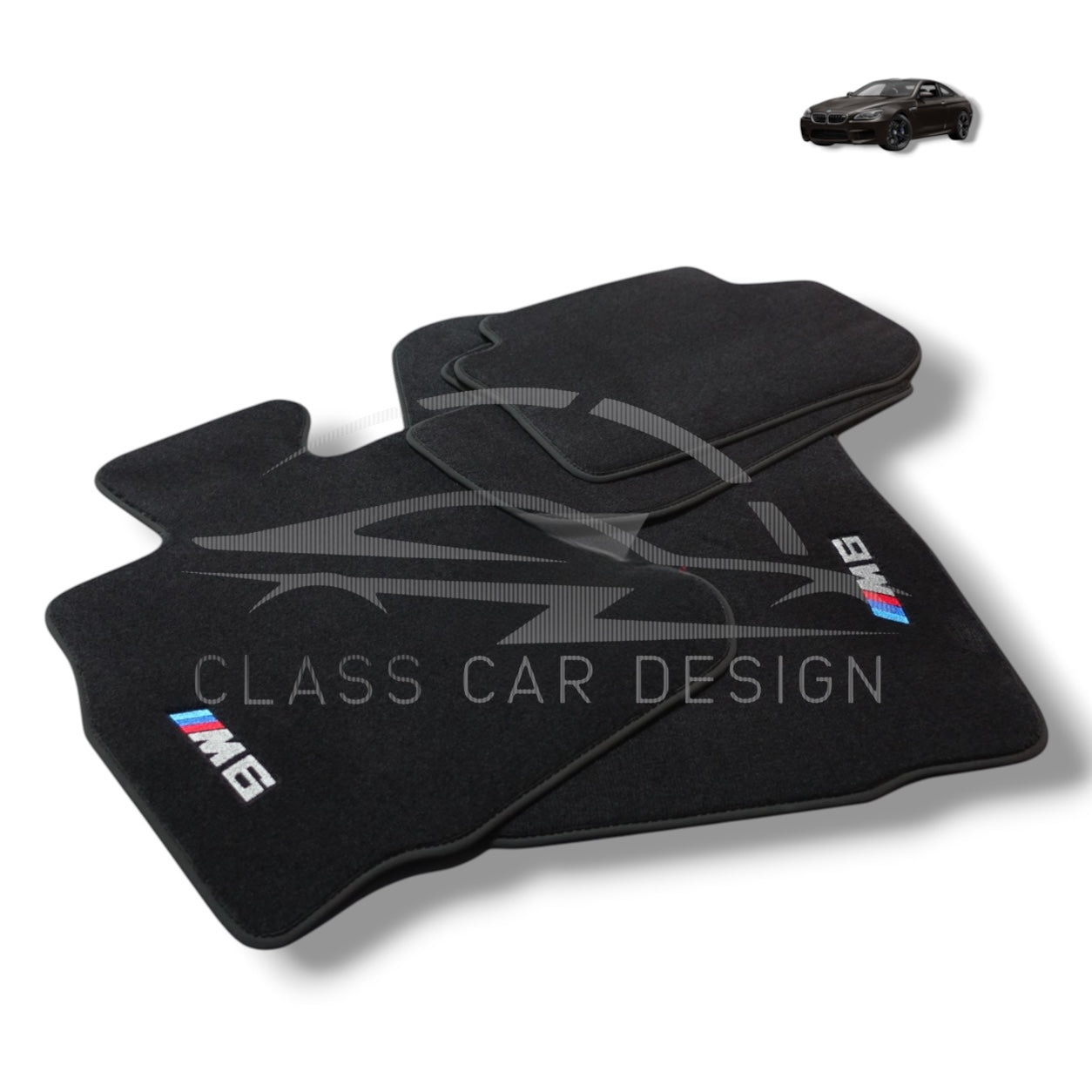 BMW M6 E24 (1983-1989) Custom Fit Floor Mats M Edition - Full Set Top View | Class Car Design