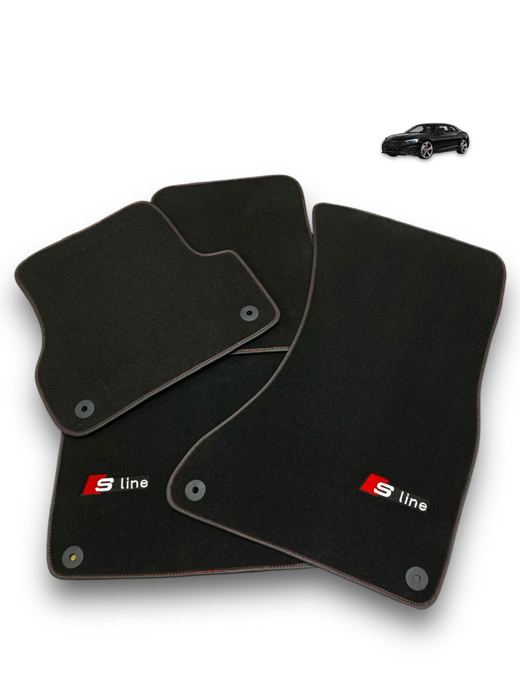 Audi A4 B9 Avant (2018-2019) Custom Fit Floor Mats S-Line Black - Full Set Top View | Class Car Design