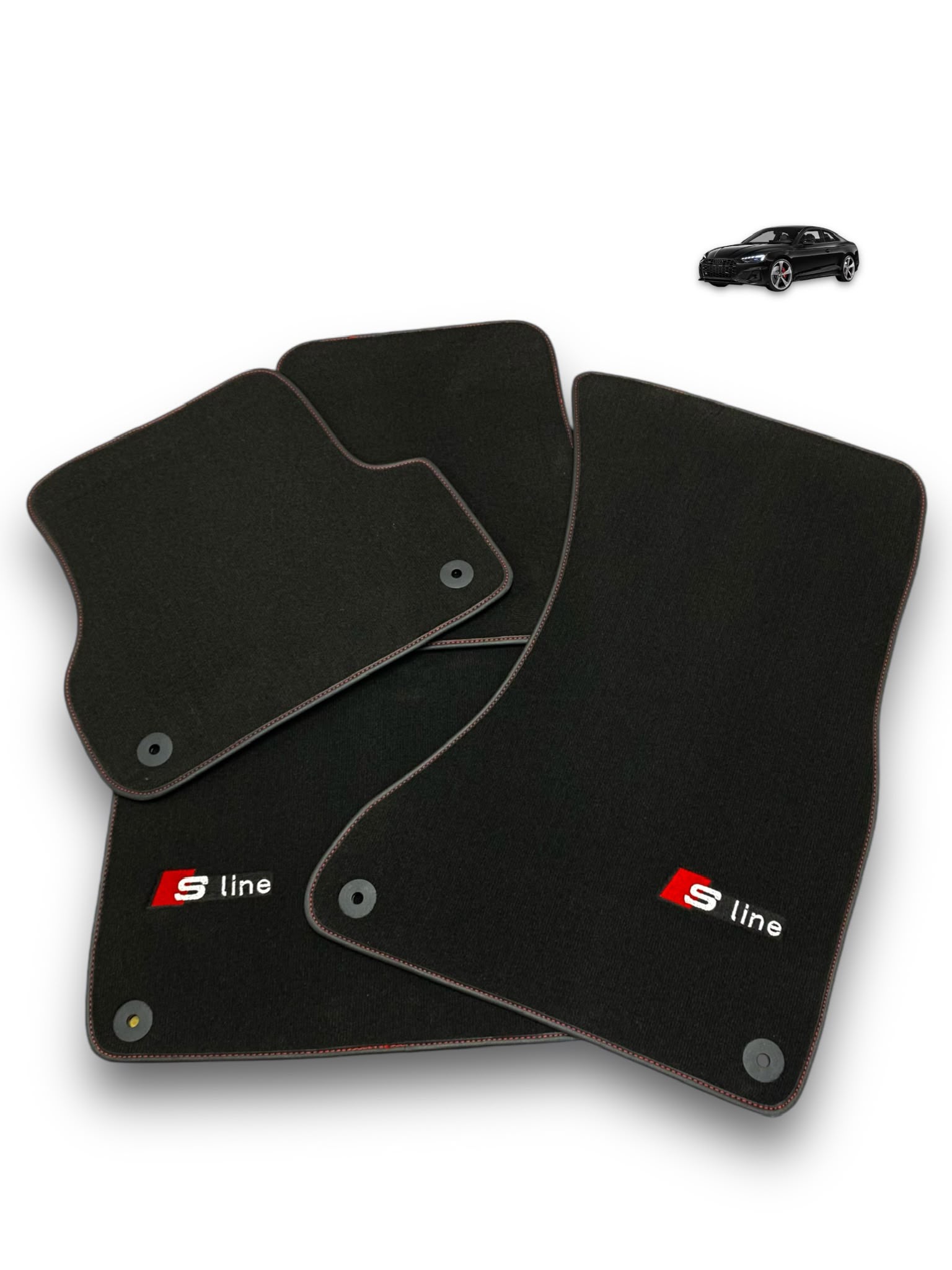 Audi A4 B9 Avant (2018-2019) Custom Fit Floor Mats S-Line Black - Full Set Top View | Class Car Design