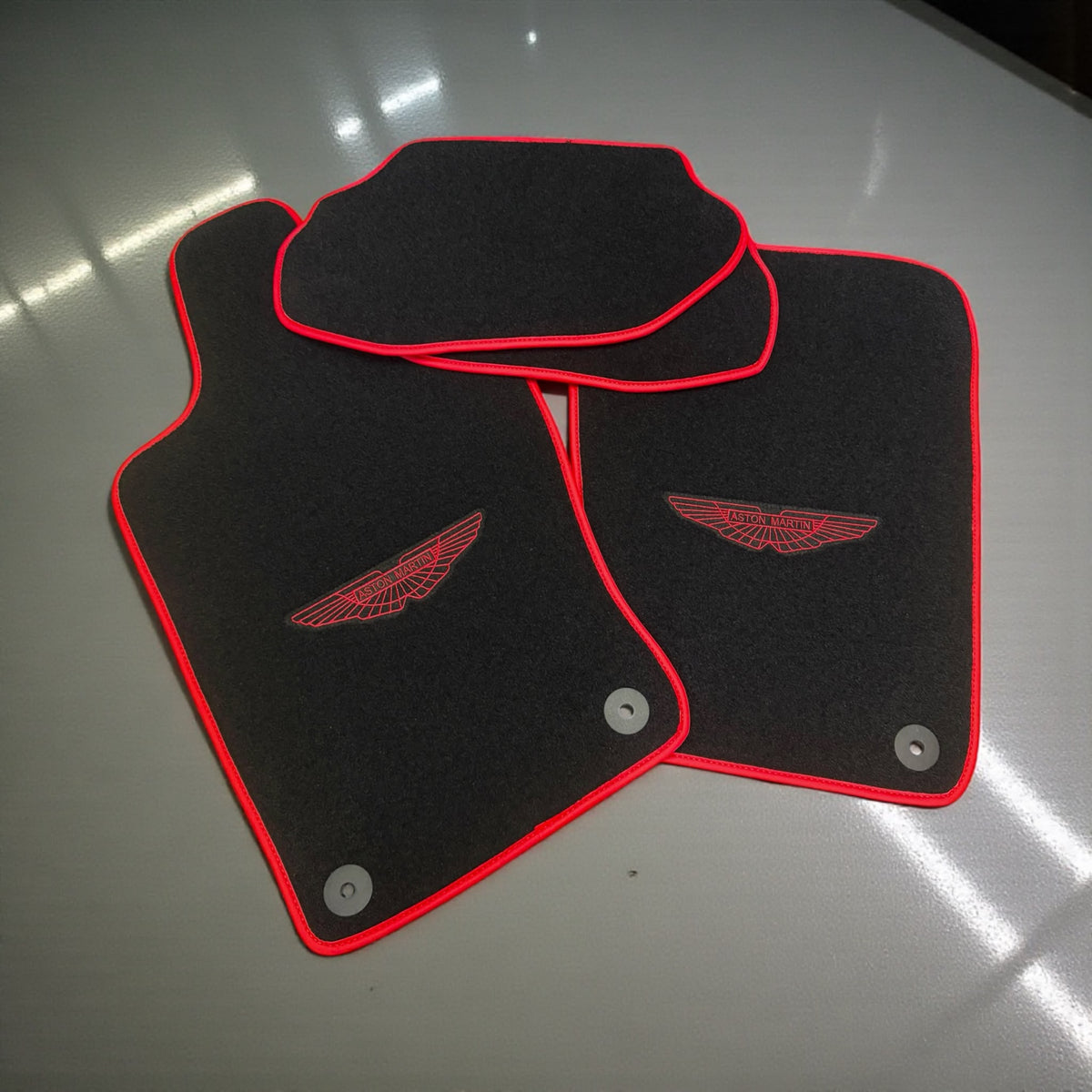 Aston Martin DBX (2020-2023) Custom Fit Floor Mats AMR Red - Full Set Top View | Class Car Design