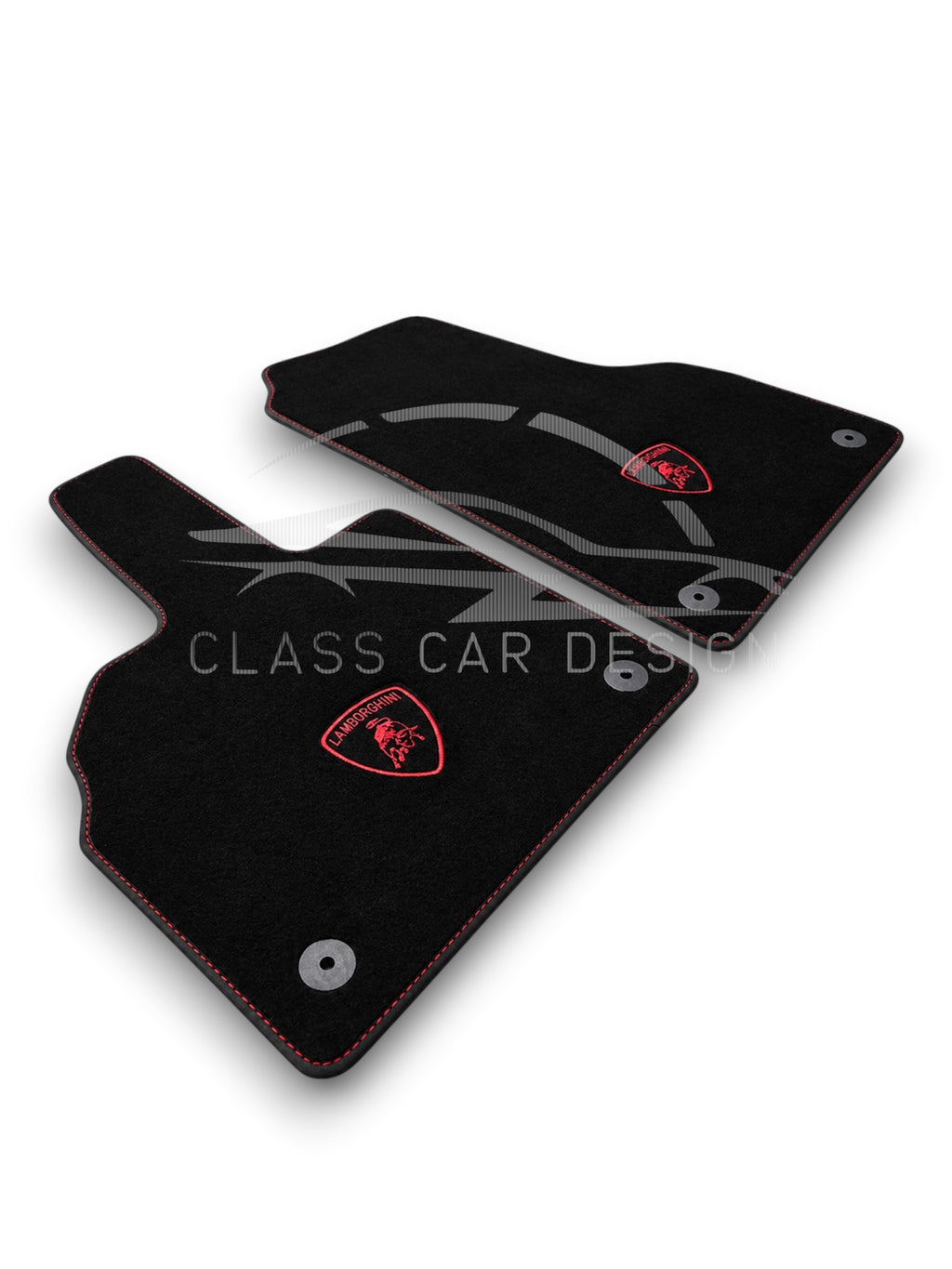 Lamborghini Centenario Custom Fit Floor Mats Crest Red Stitching - Full Set Top View | Class Car Design